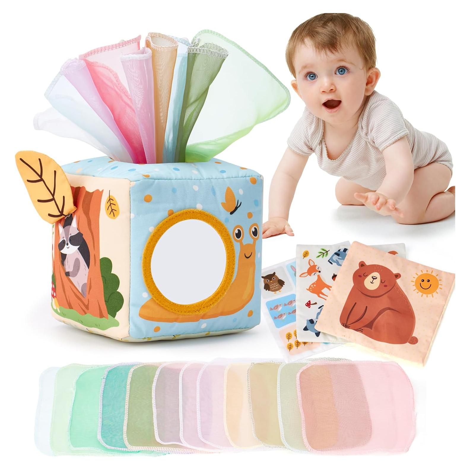 Caja de Pañuelos Hahaland para Bebés 6-12 Meses - Juguete Sensorial