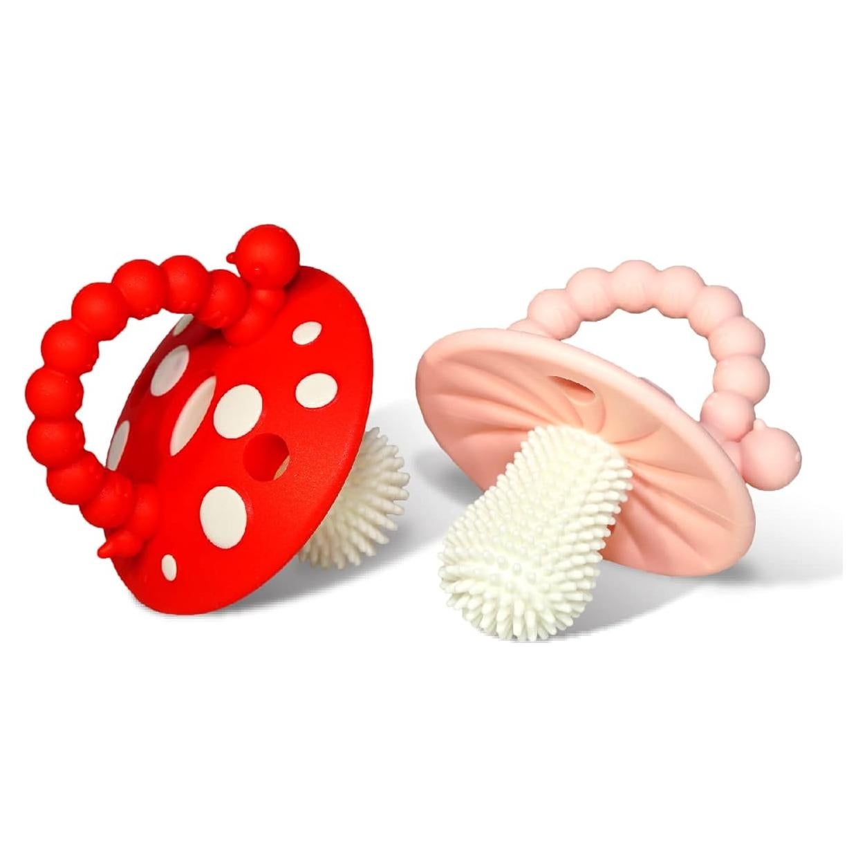 RaZbaby Chompy Mordedor de Silicona para Bebés 3M+ - Rojo/Rosa