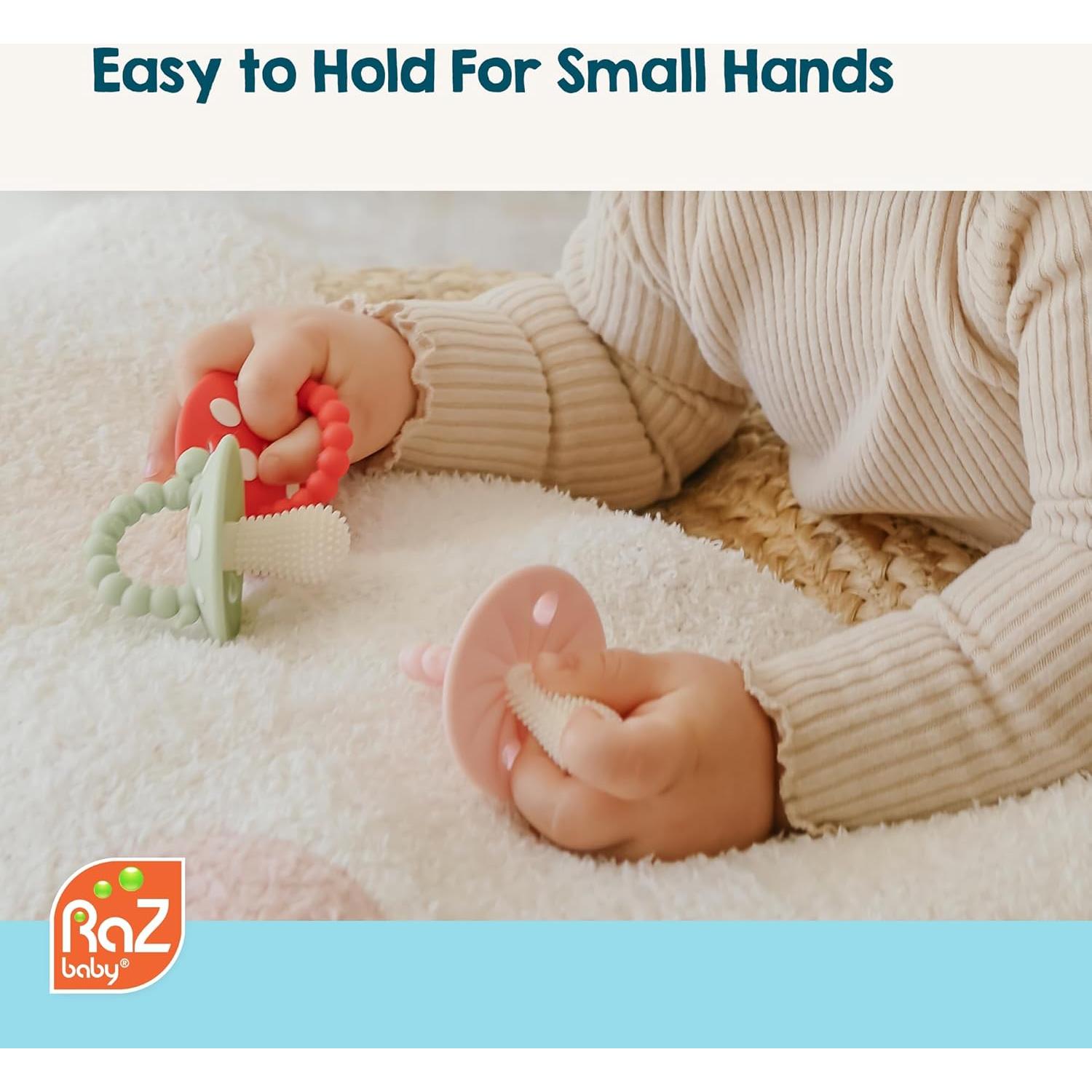 RaZbaby Chompy Mordedor de Silicona para Bebés 3M+ - Rojo/Rosa