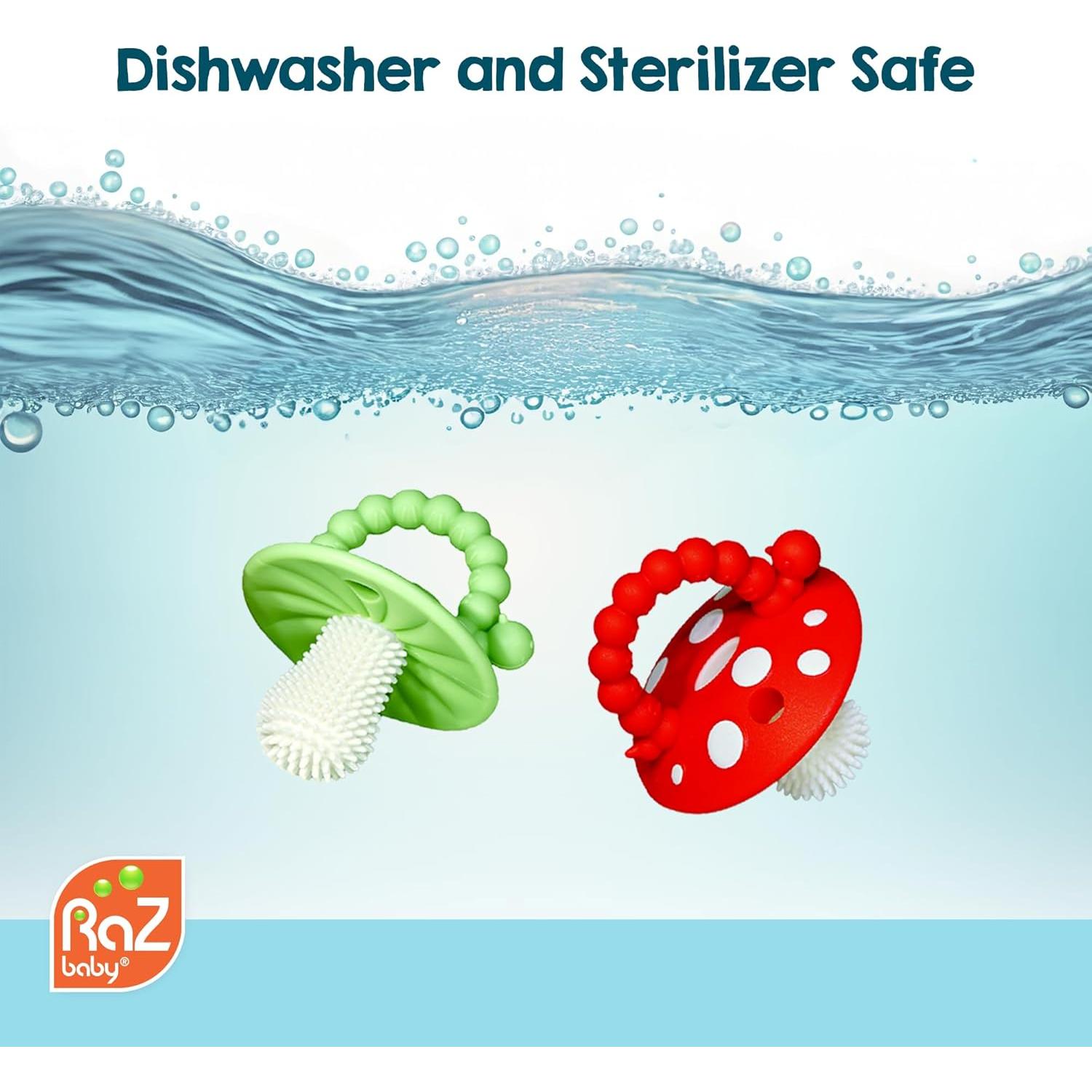 RaZbaby Chompy Mordedor de Silicona para Bebés 3M+ - Rojo/Rosa