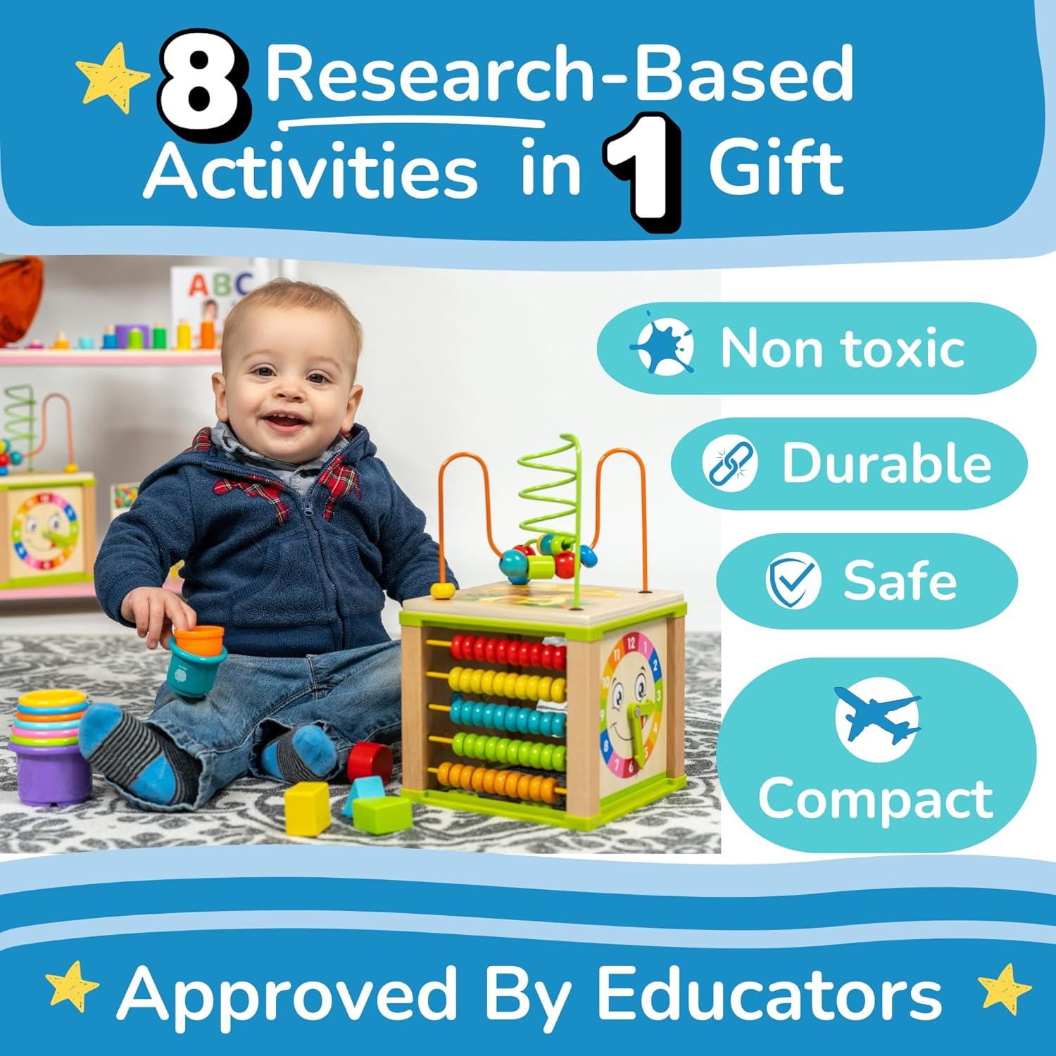 Cubo de Actividad de Madera ToyVentive 5 en 1 para Niños