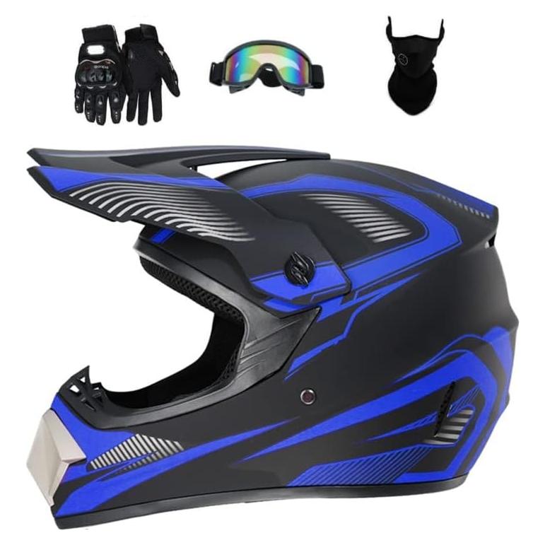 Casco Integral Senhill para Motocross con Guantes y Gafas