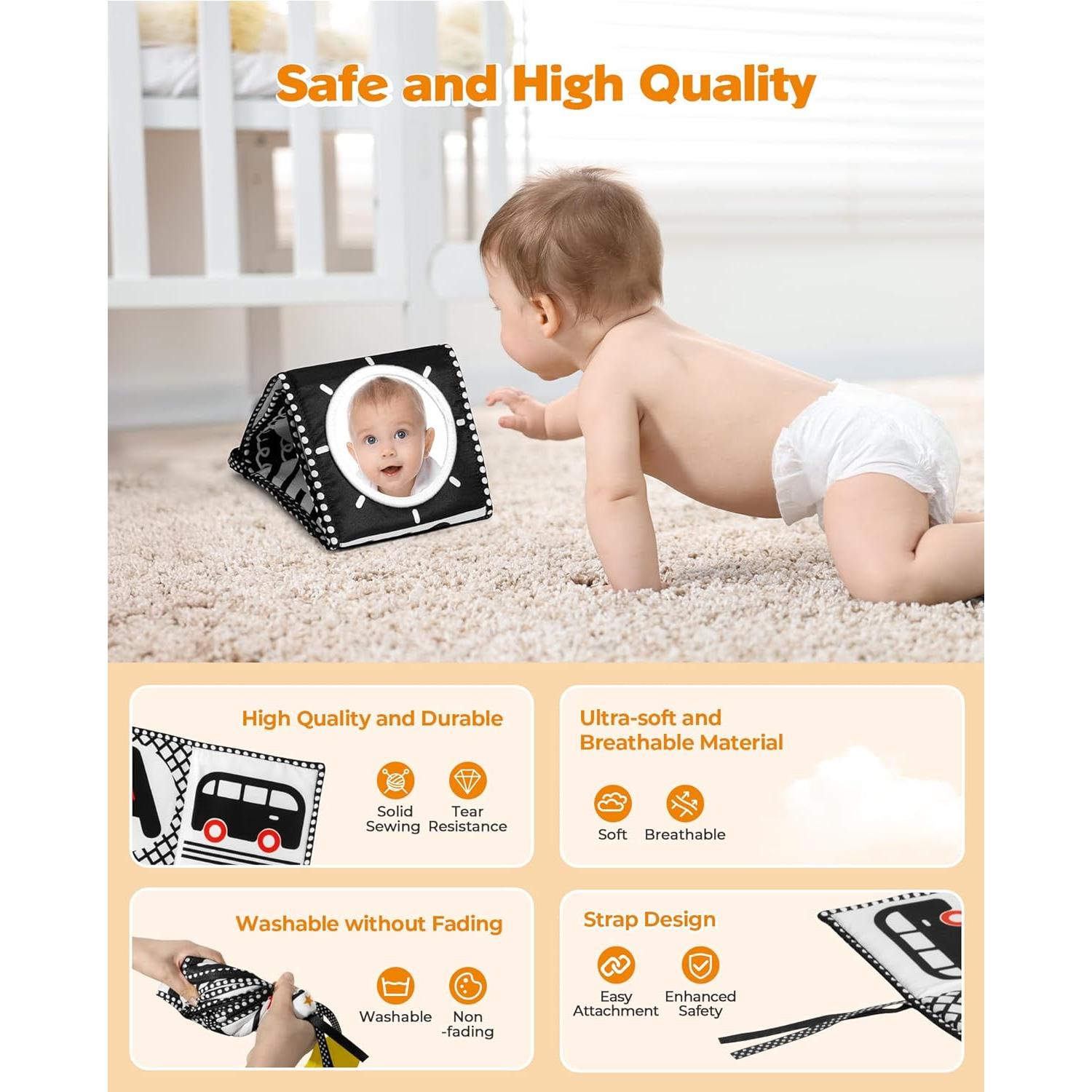 Libro suave para bebés SHANTOU B&W 0-1 años con mordedor