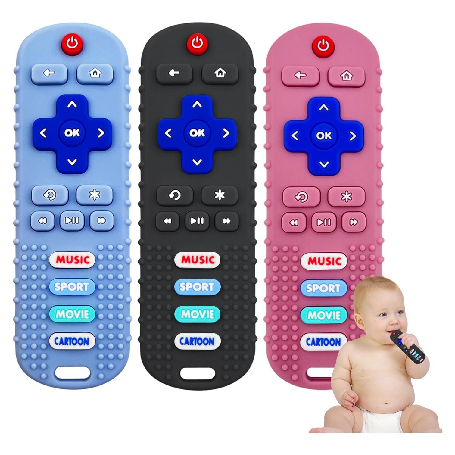 Paquete de 3 Mordedores de Silicona Control Remoto Bebés