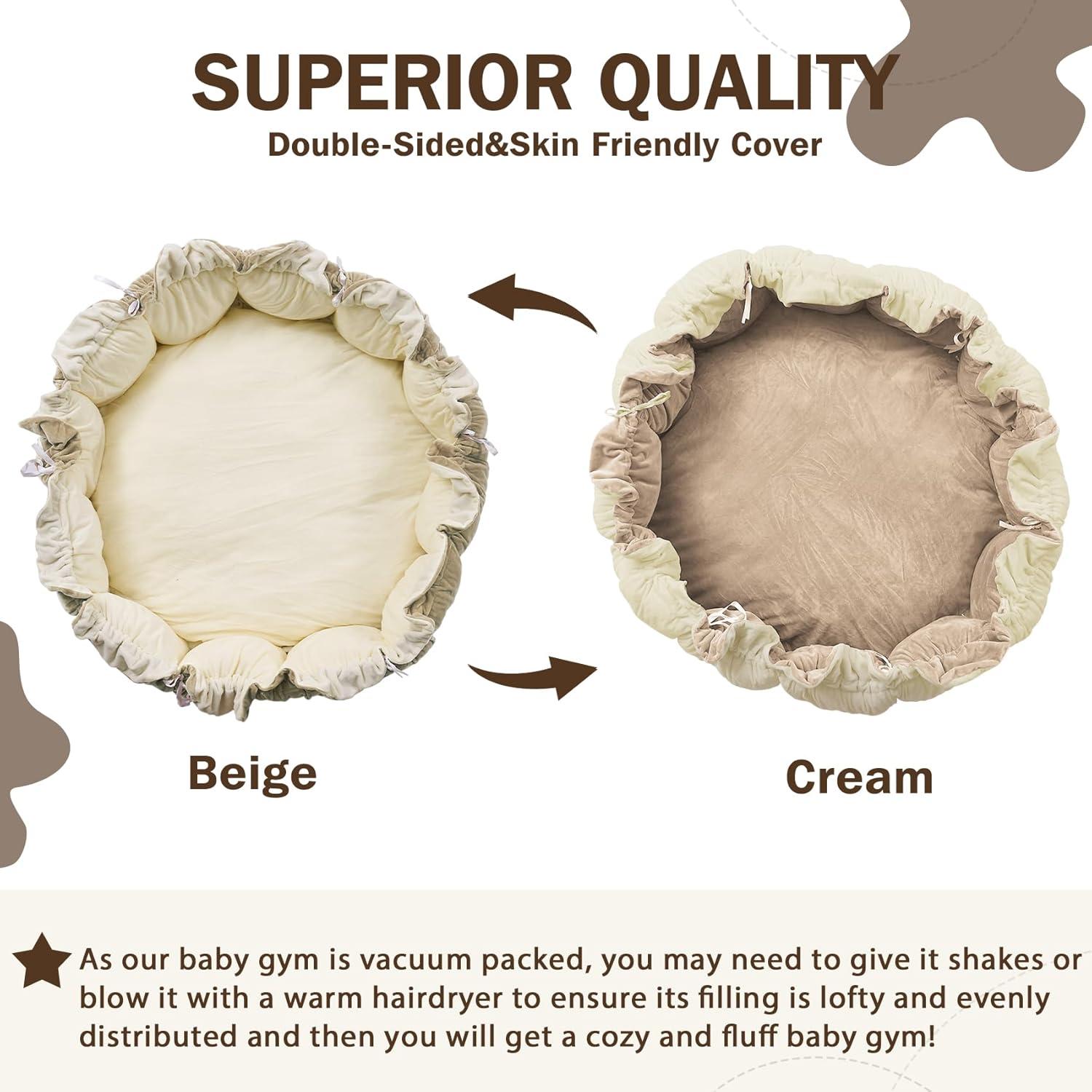 Gimnasio para Bebés 5 en 1 Crema con 6 Juguetes Sensoriales