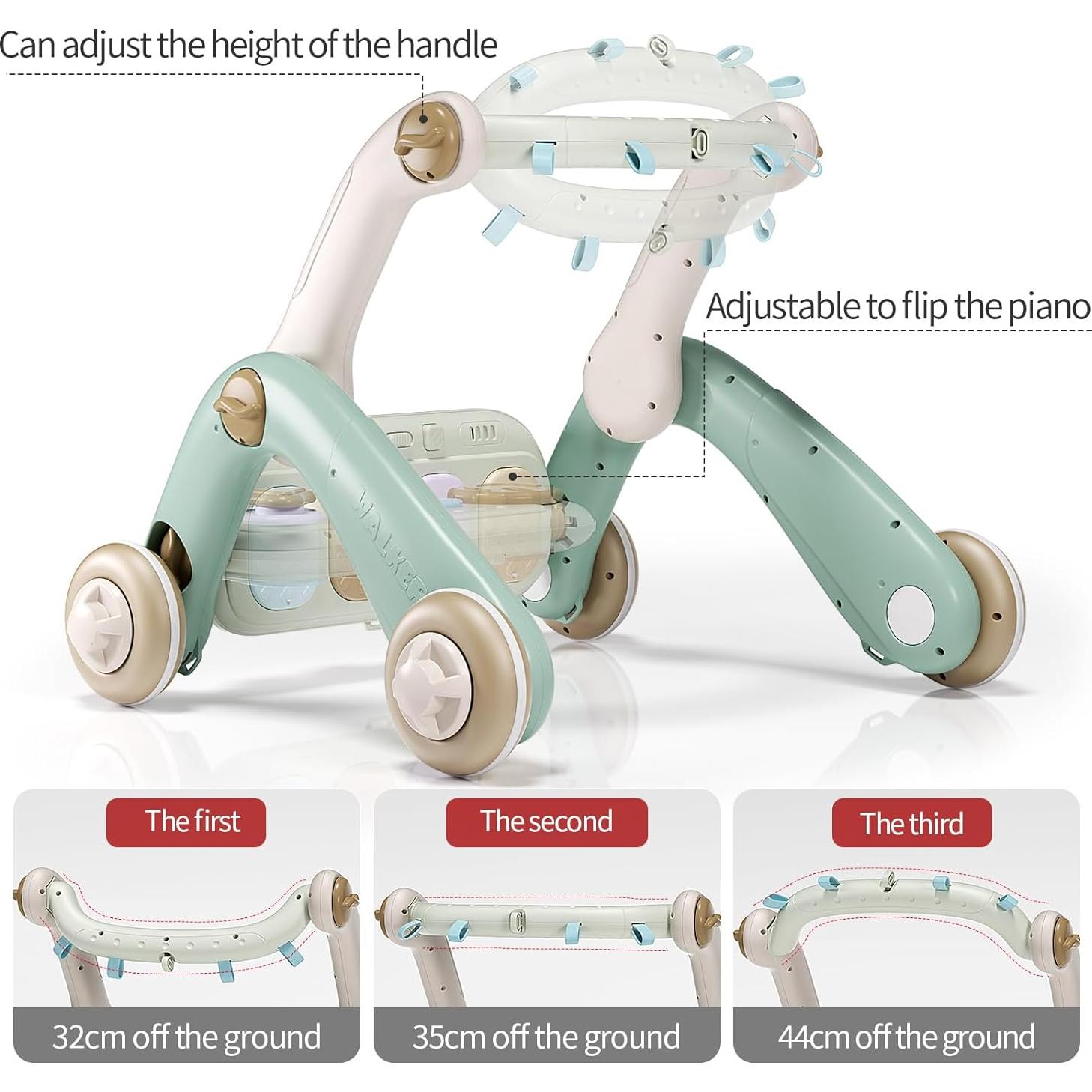 Gimnasio 2 en 1 para Bebés con Andador y Piano Multifuncional