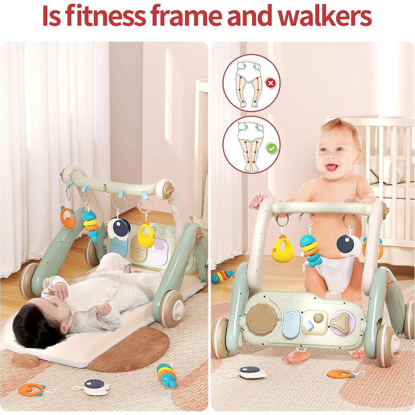 Gimnasio 2 en 1 para Bebés con Andador y Piano Multifuncional