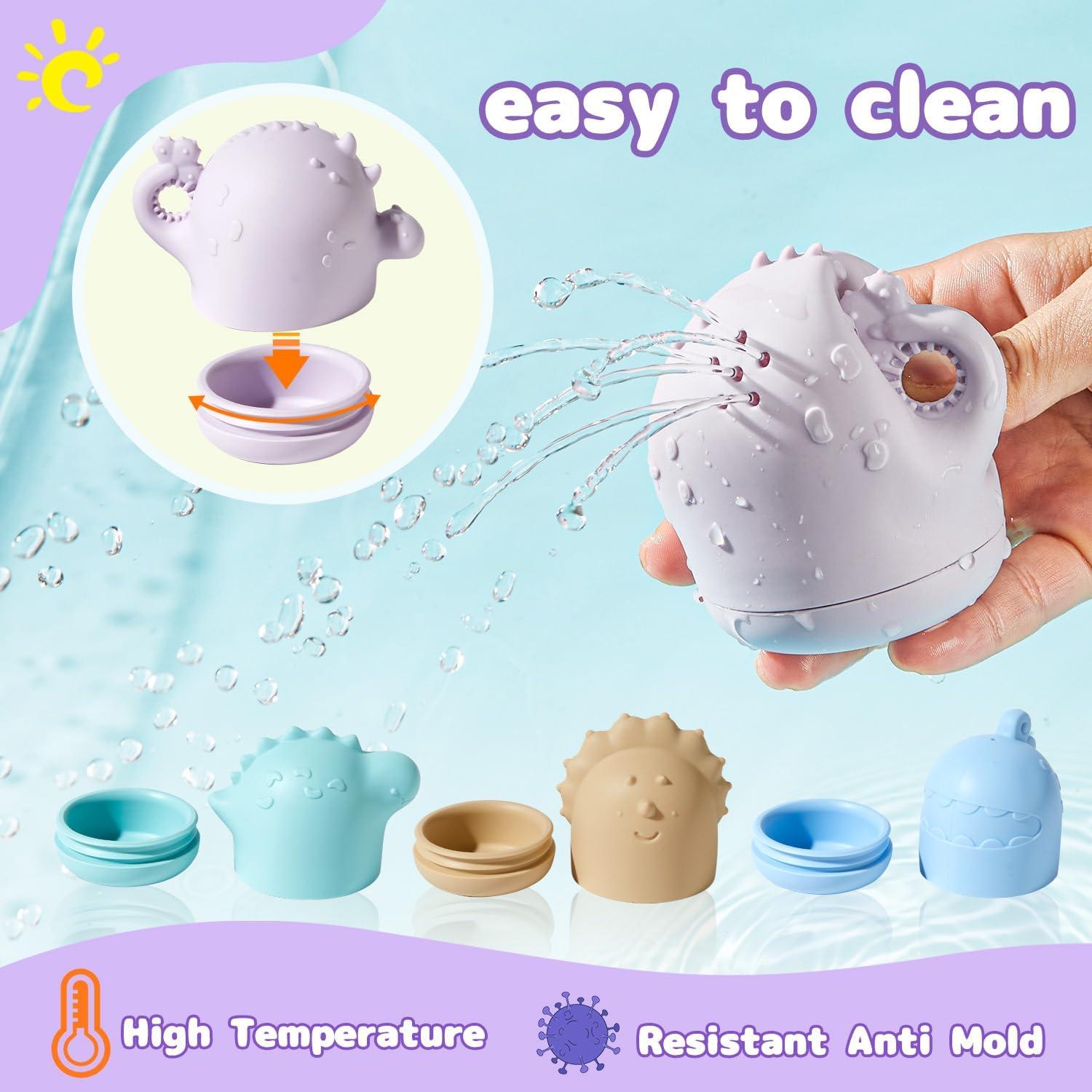 Juguetes de Baño para Bebés AMCHSURI 9PCS Silicona y Barcos