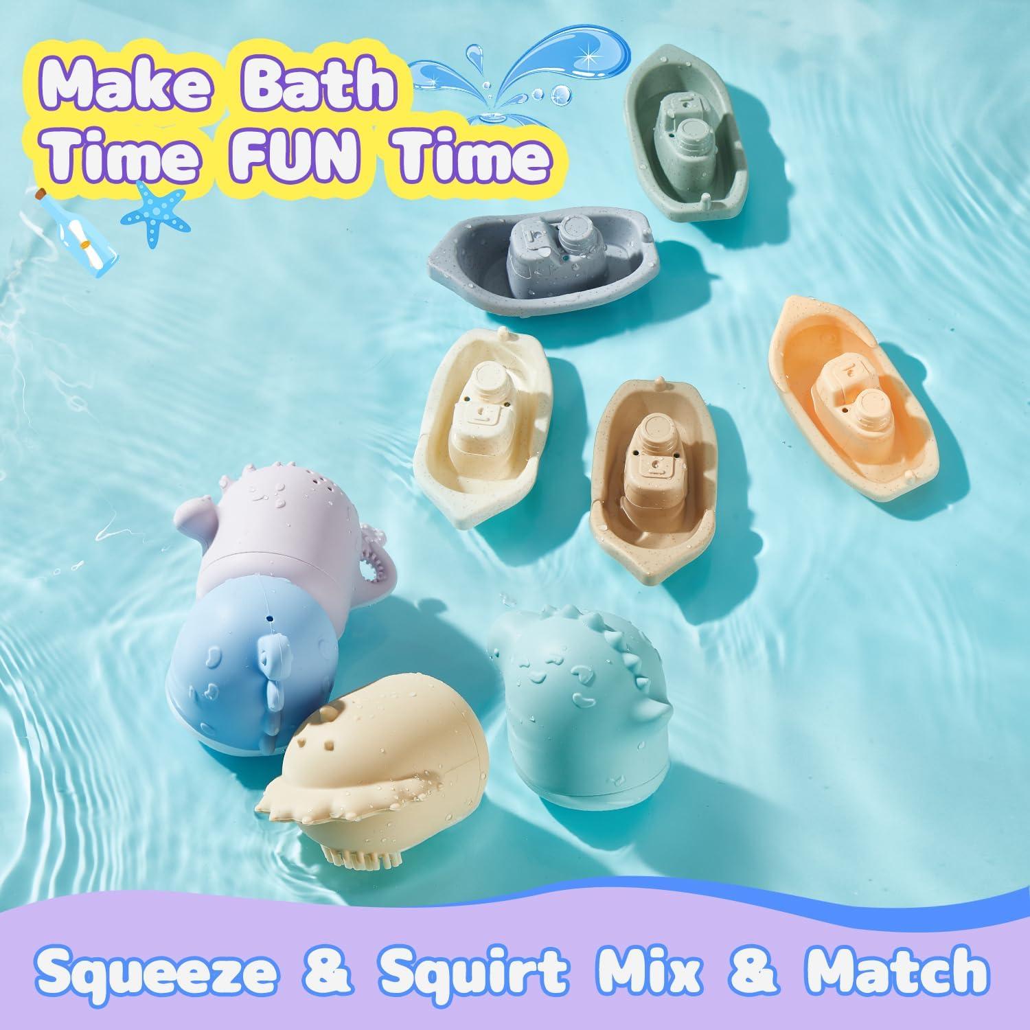 Juguetes de Baño para Bebés AMCHSURI 9PCS Silicona y Barcos