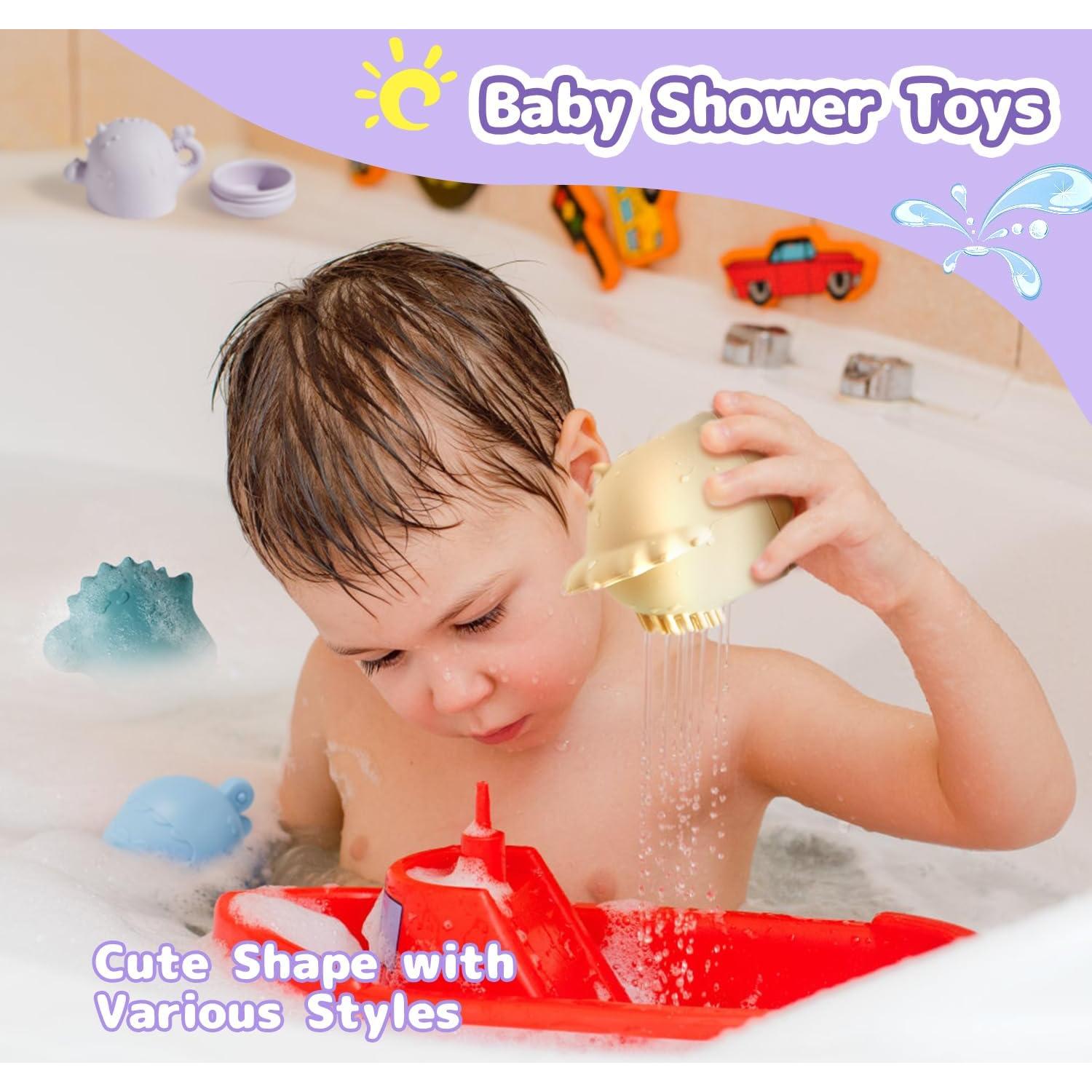 Juguetes de Baño para Bebés AMCHSURI 9PCS Silicona y Barcos