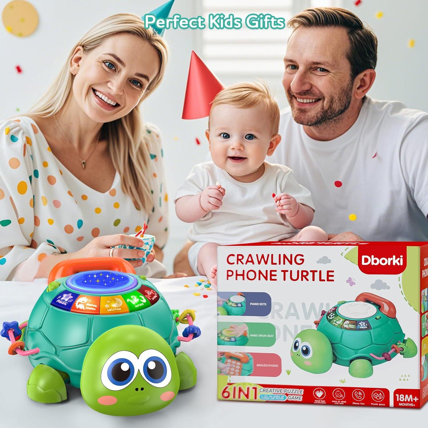 Tortuga Musical para Gatear Meehuan 6-12 Meses con Luz y Sonido