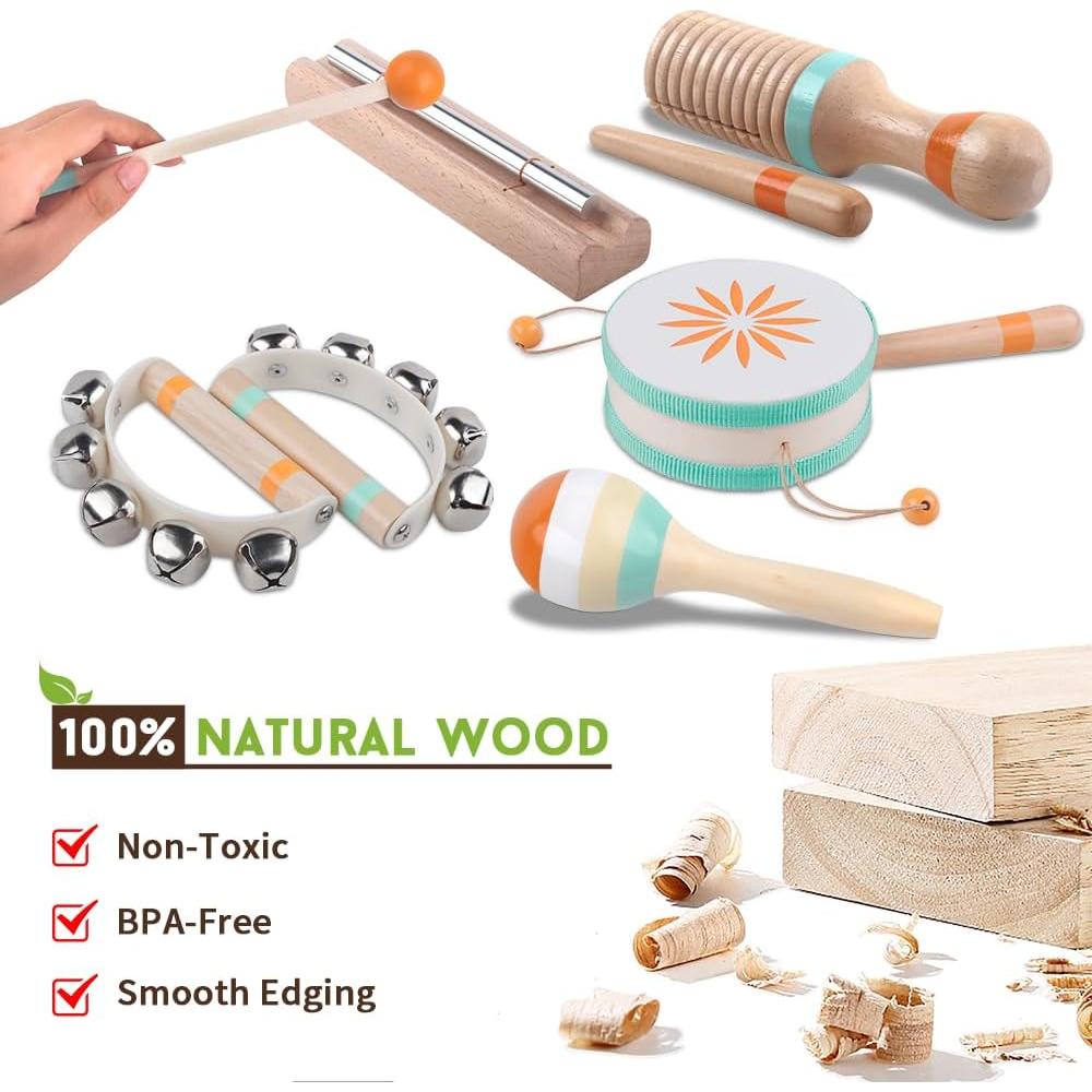 Instrumentos Musicales Montessori de Madera para Niños 1-3 Años