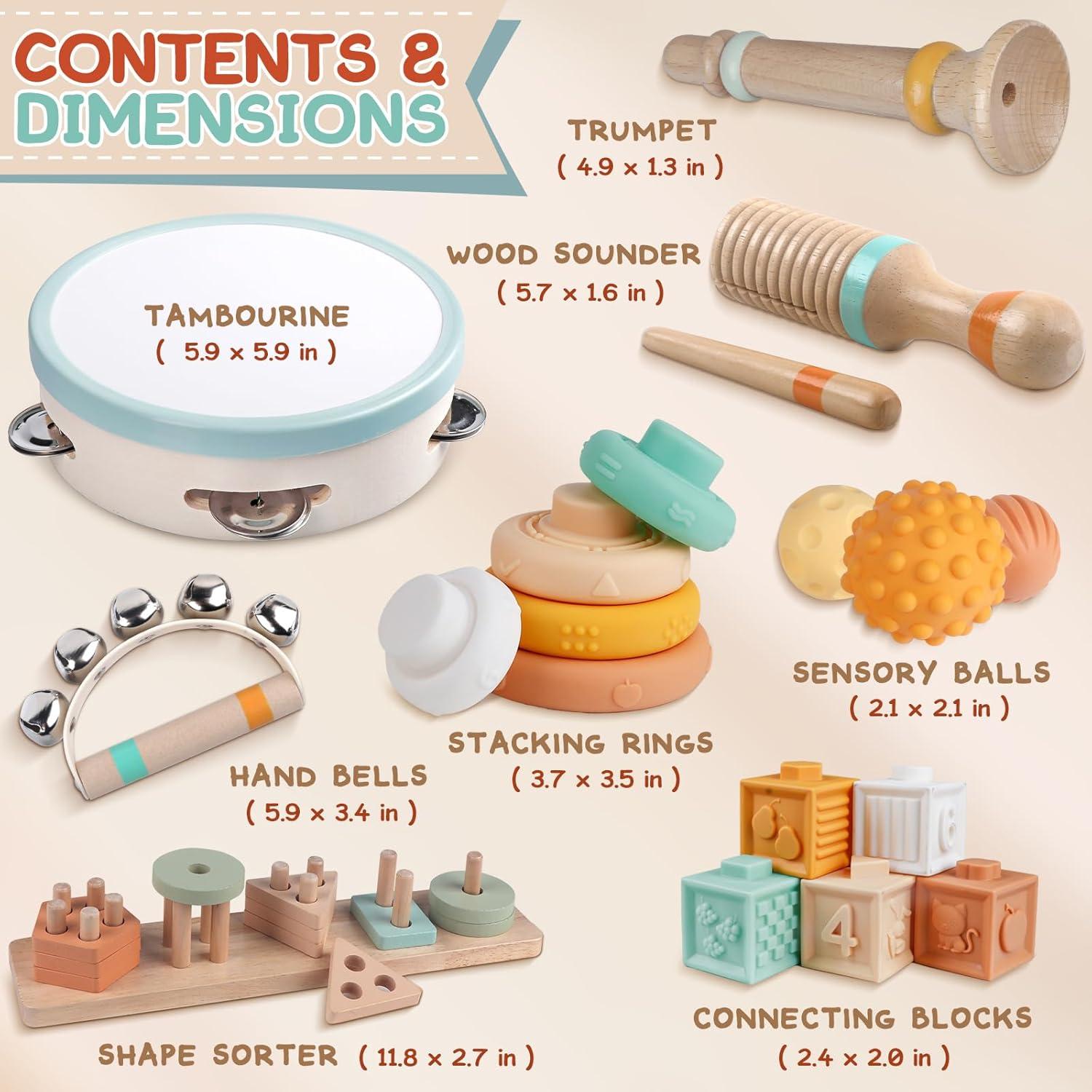 Juguetes Montessori 8 en 1 de Madera para Bebés Unisex