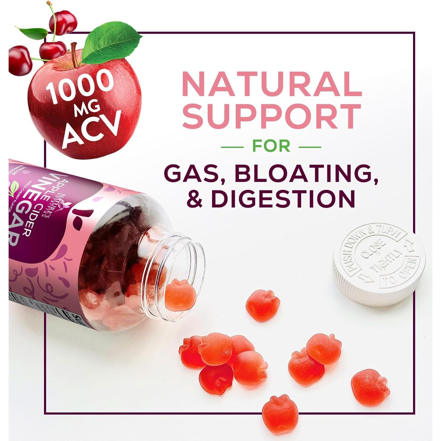 Gomitas de Vinagre de Sidra de Manzana Veganas 1000mg - 60 Unidades