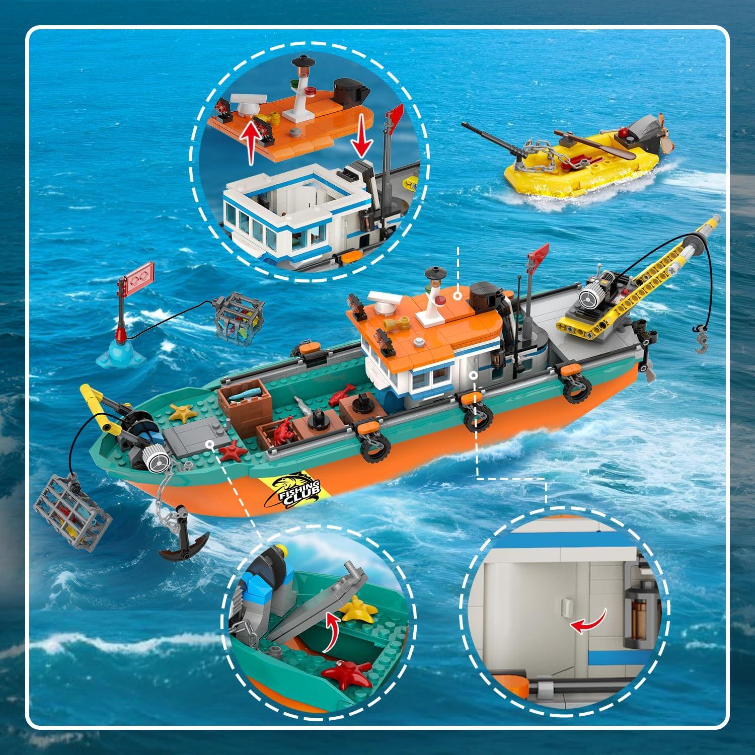 Kit de Construcción Barco de Pesca HiWEEGO 762 Piezas