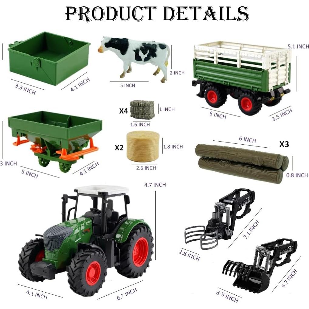 Tractor de Juguete Peagprav con Remolque y Accesorios 41.91 cm