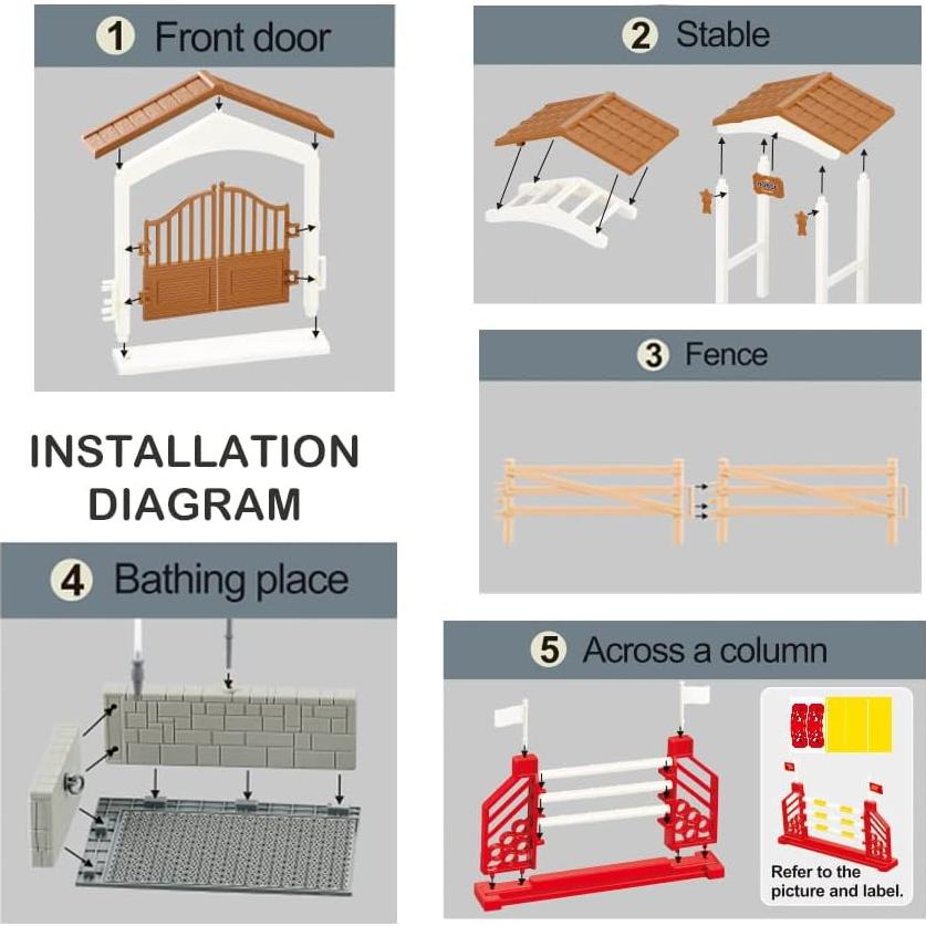 Juego de Establo de Caballos Peagrav con Jinete - 7.62x15.24 cm