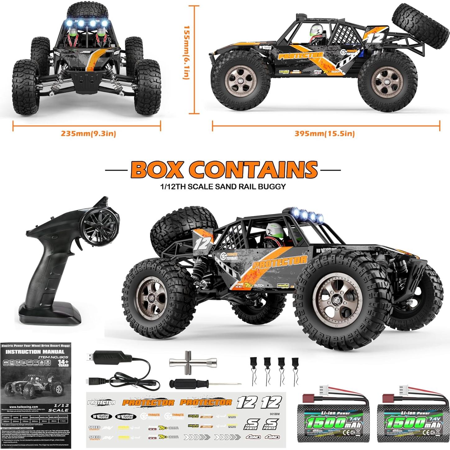 Coche RC 4x4 Haiboxing 1:12 Off-Road 38 KM/H 2 Baterías
