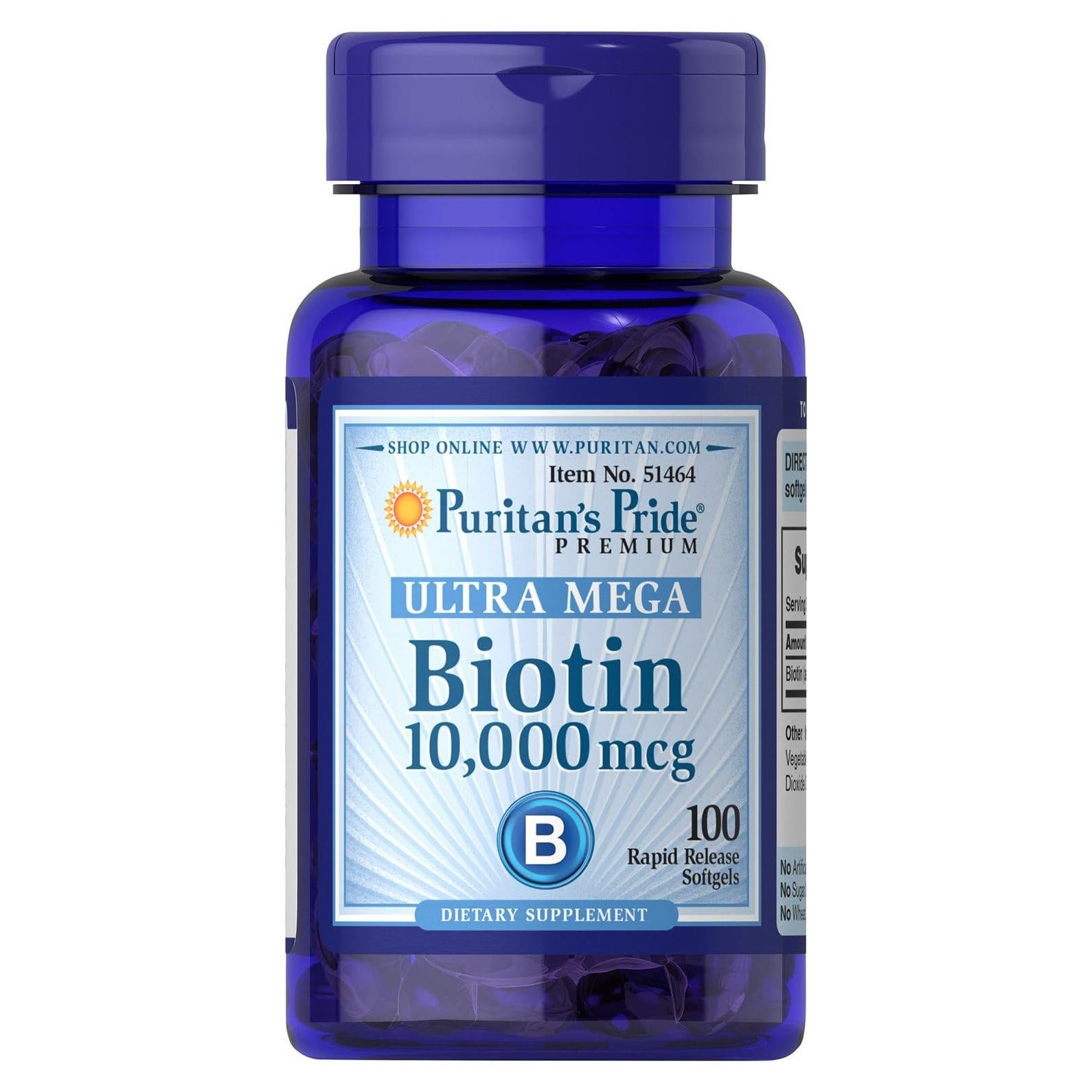 Biotina Puritan's Pride 10,000 mcg 100 Gelatinas Blandas