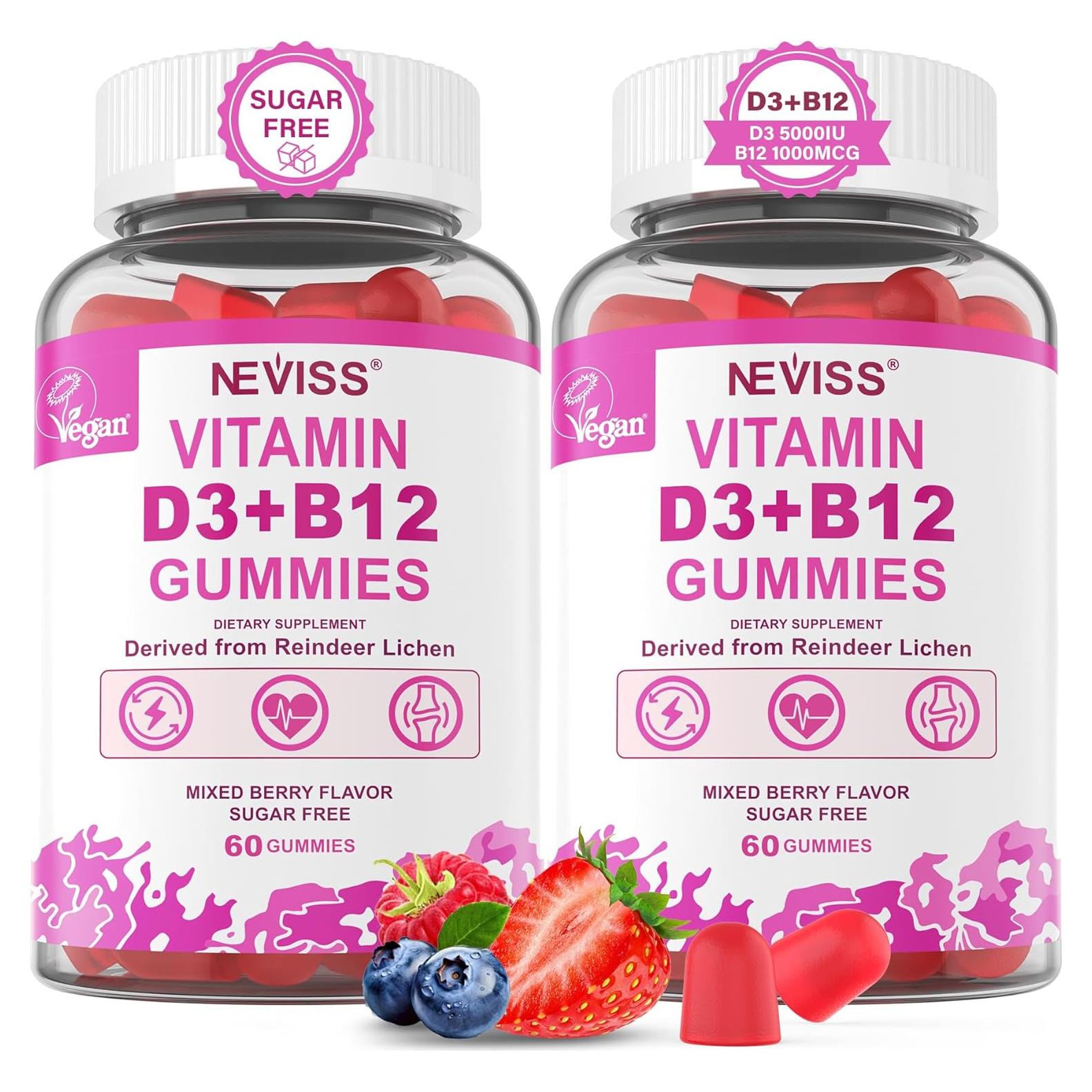 Gomas Veganas Vitamina D3 5000UI + B12 1000mcg Neviss 120u