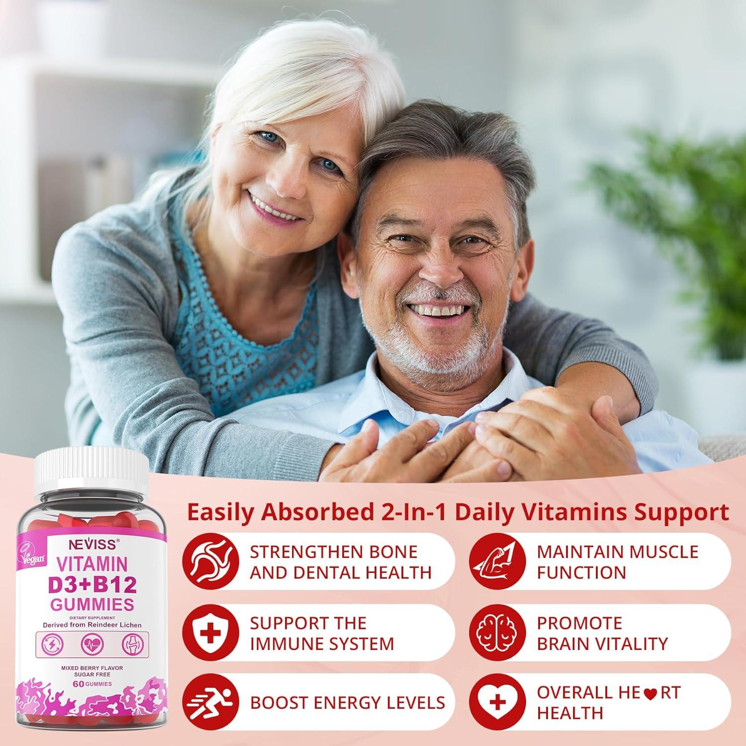 Gomas Veganas Vitamina D3 5000UI + B12 1000mcg Neviss 120u