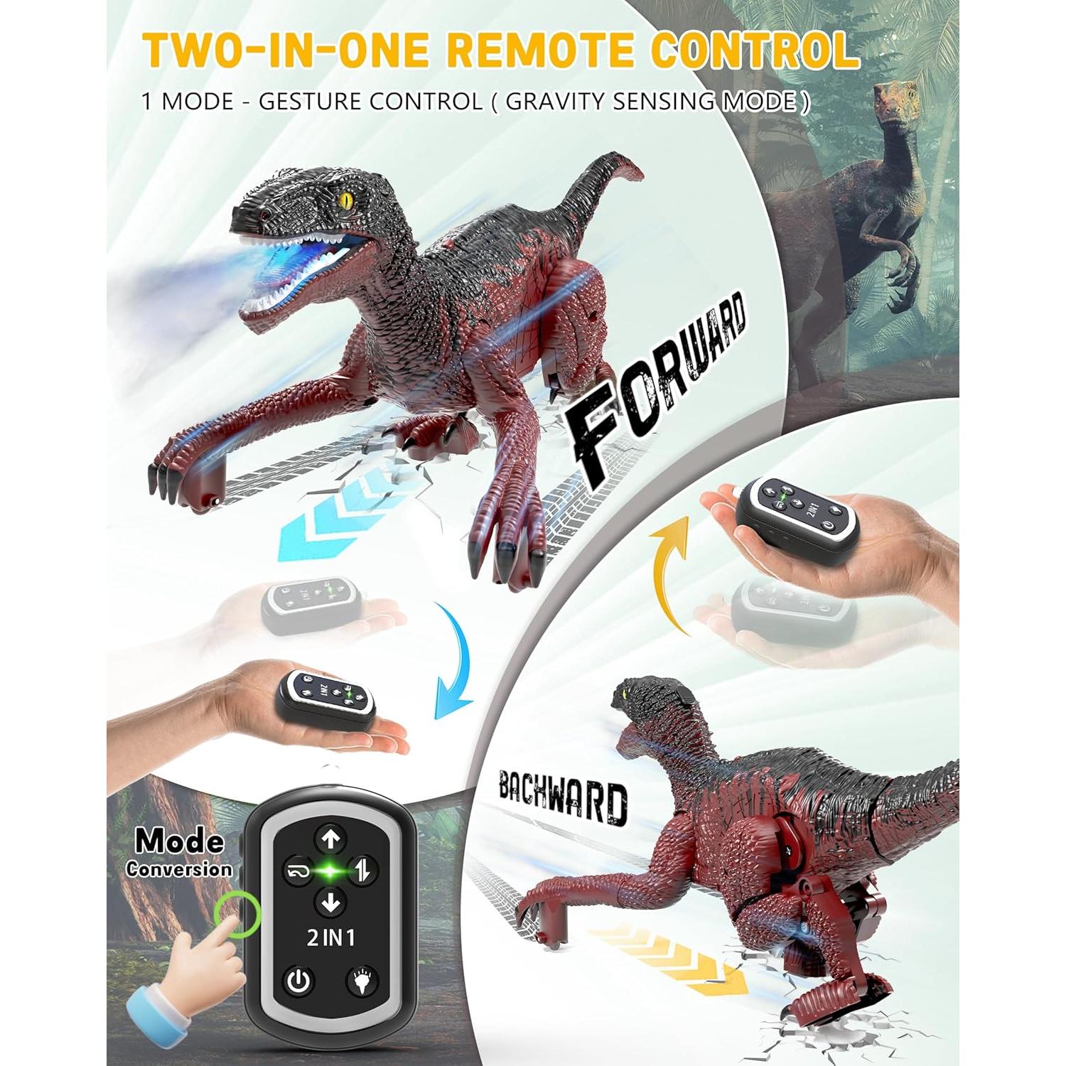 Coche de Dinosaurio RC Eulogia 2 en 1 con Gestos y Sonidos