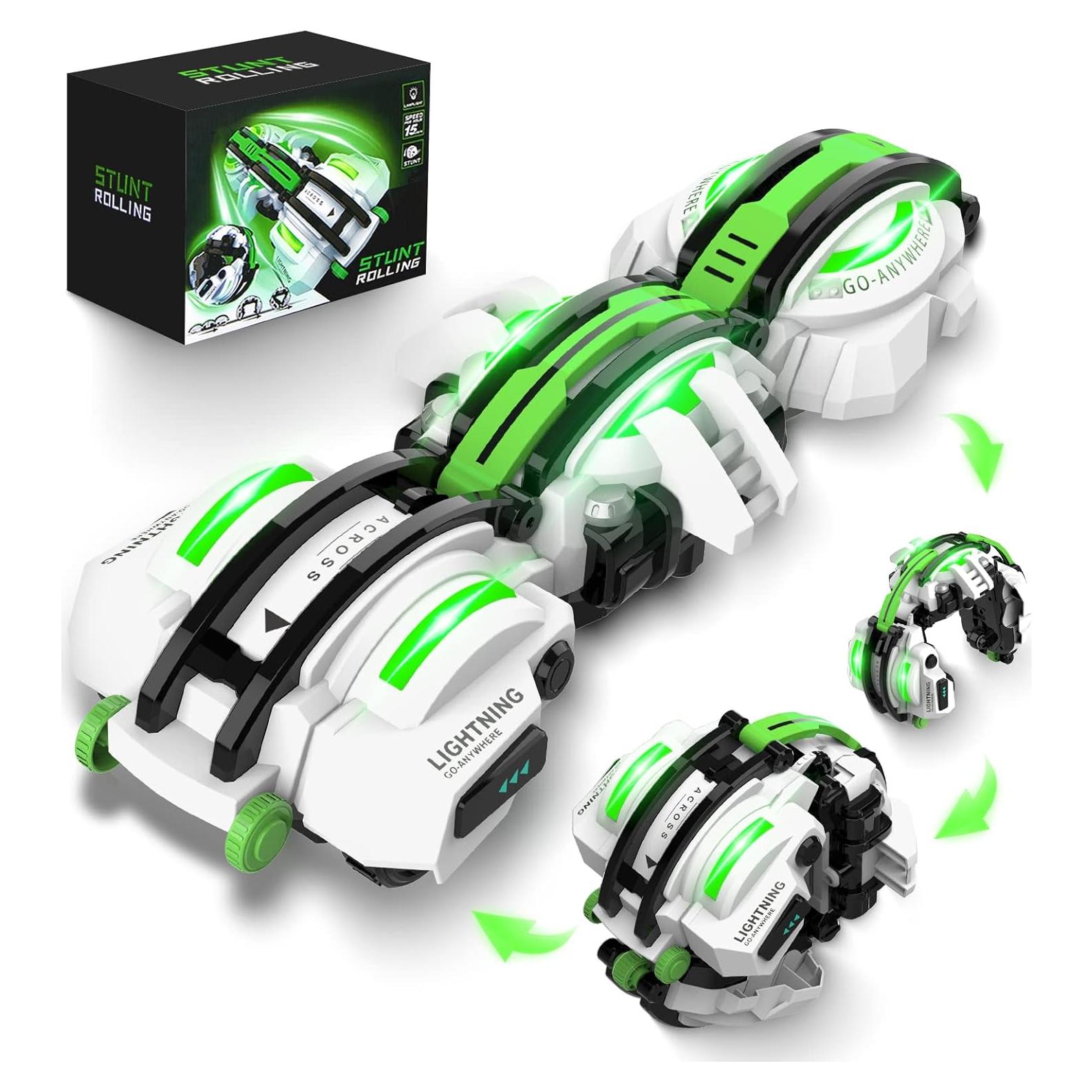 Coche RC Acrobático BAZADER Verde 360° con Luces LED