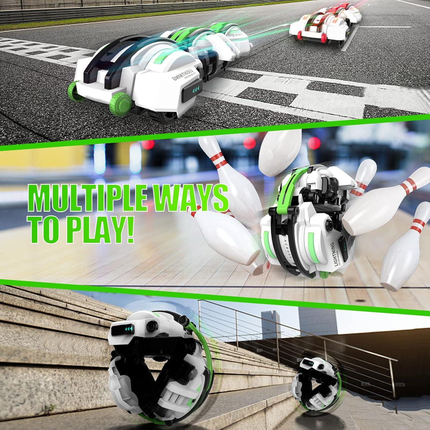 Coche RC Acrobático BAZADER Verde 360° con Luces LED