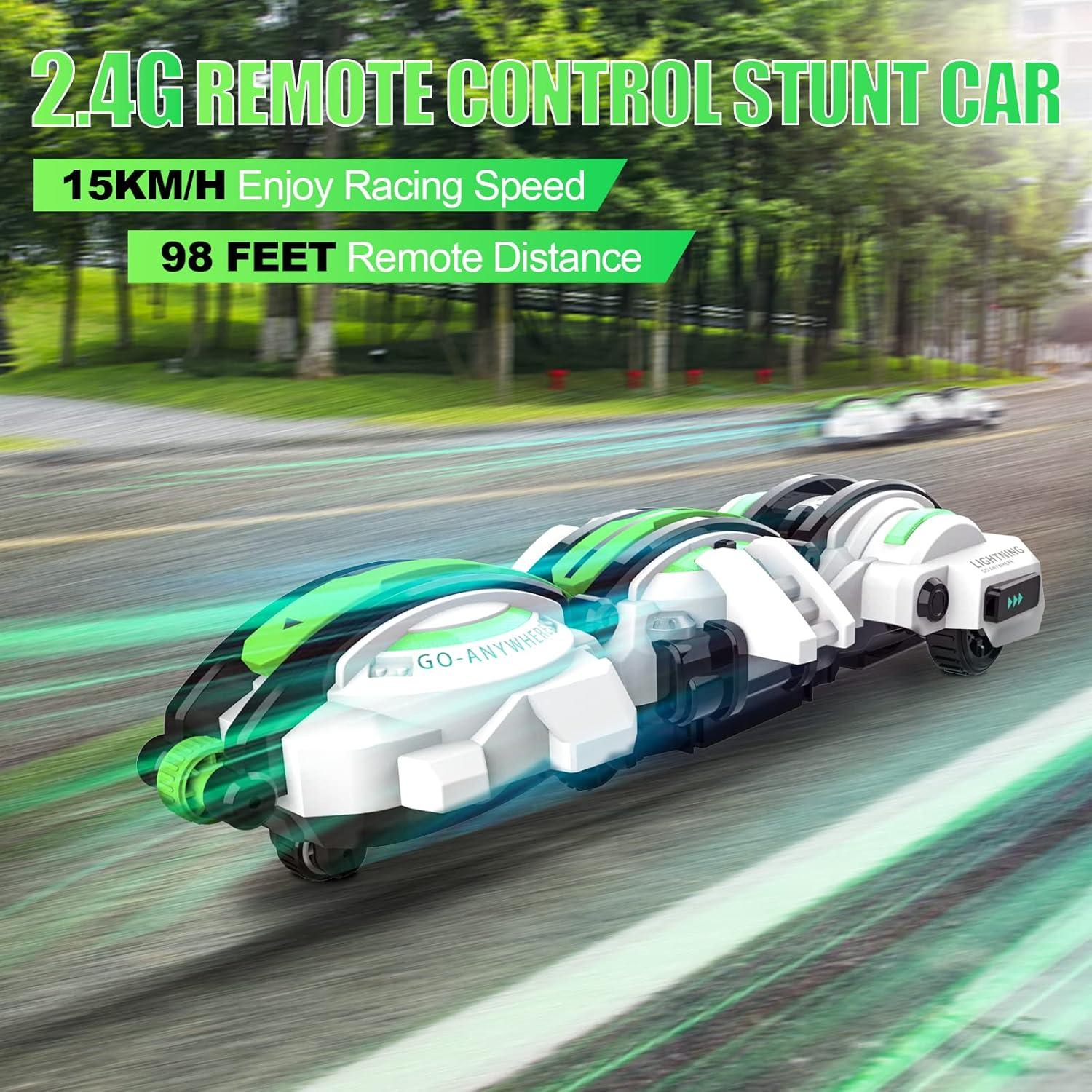 Coche RC Acrobático BAZADER Verde 360° con Luces LED