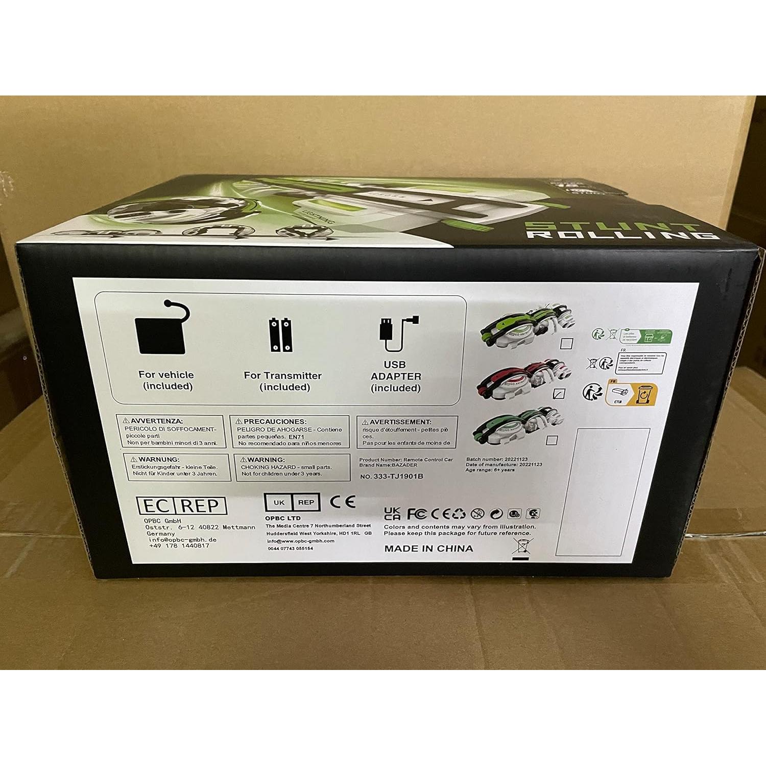 Coche RC Acrobático BAZADER Verde 360° con Luces LED