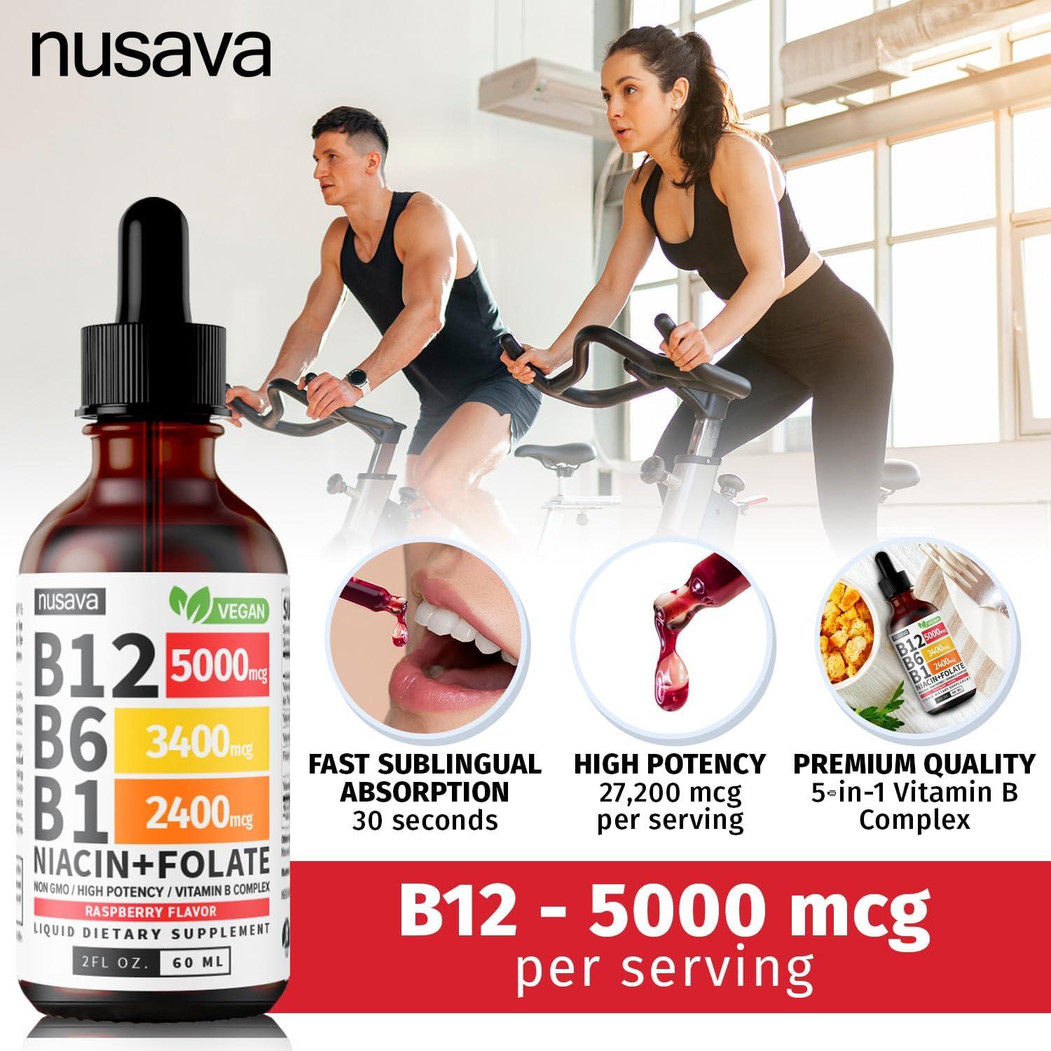 Gotas Líquidas de Vitamina B12 y B6 NUSAVA 60 ml Frambuesa