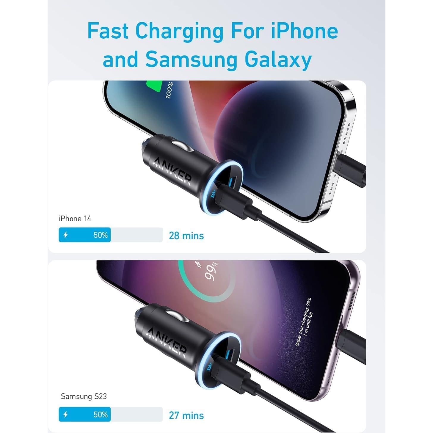 Cargador de Coche Anker 323 USB-C 52.5W Carga Rápida