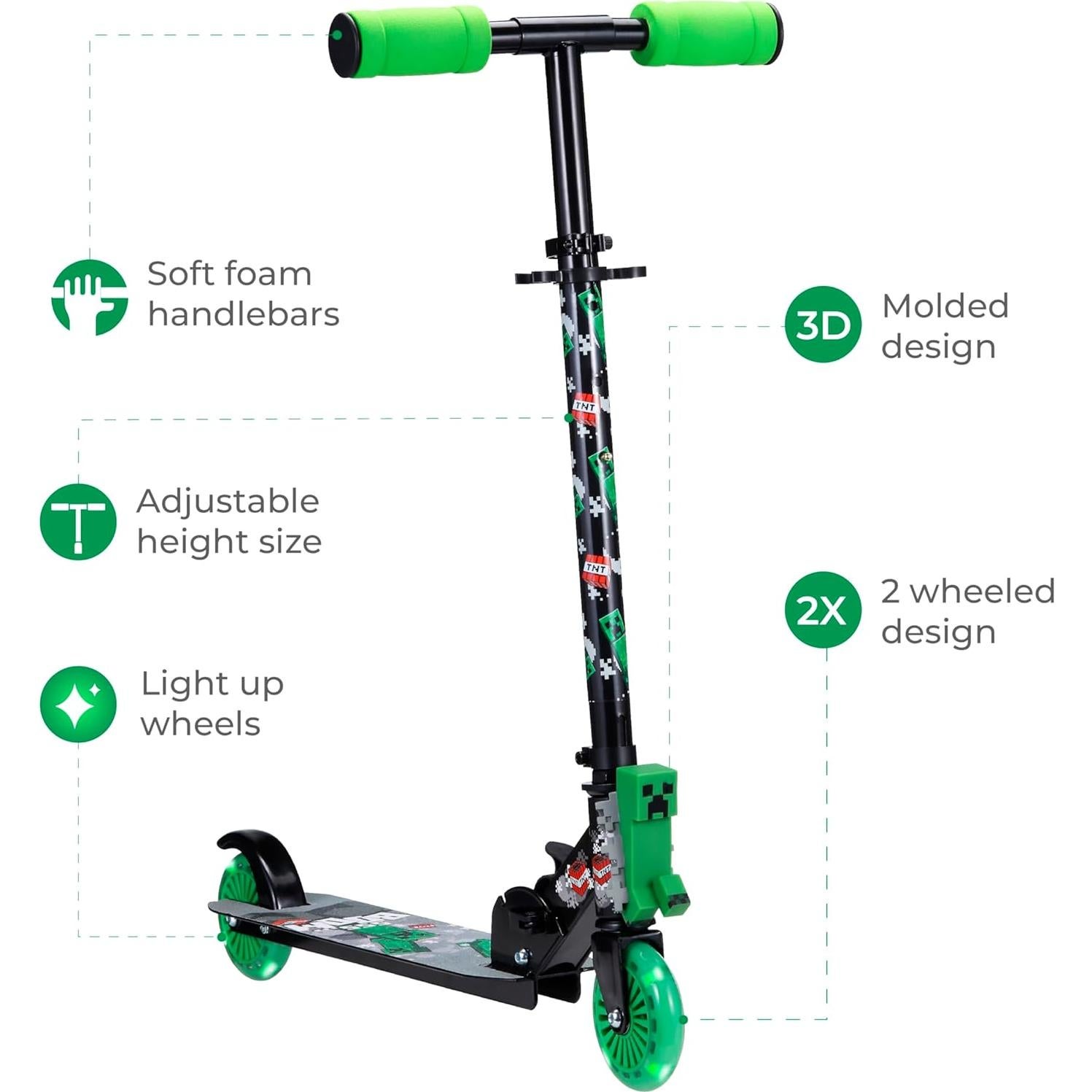 Patinete Plegable Voyager 2 Ruedas Iluminadas para Niños