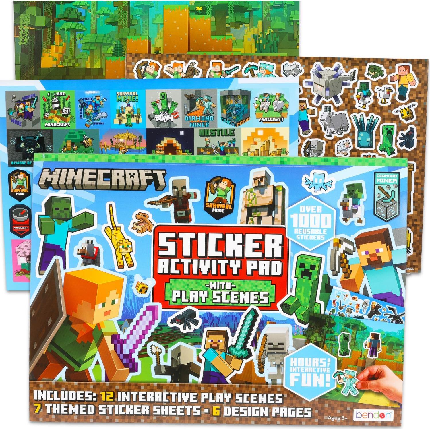 Almohadilla de Stickers Minecraft - Más de 1000 Stickers Reutilizables