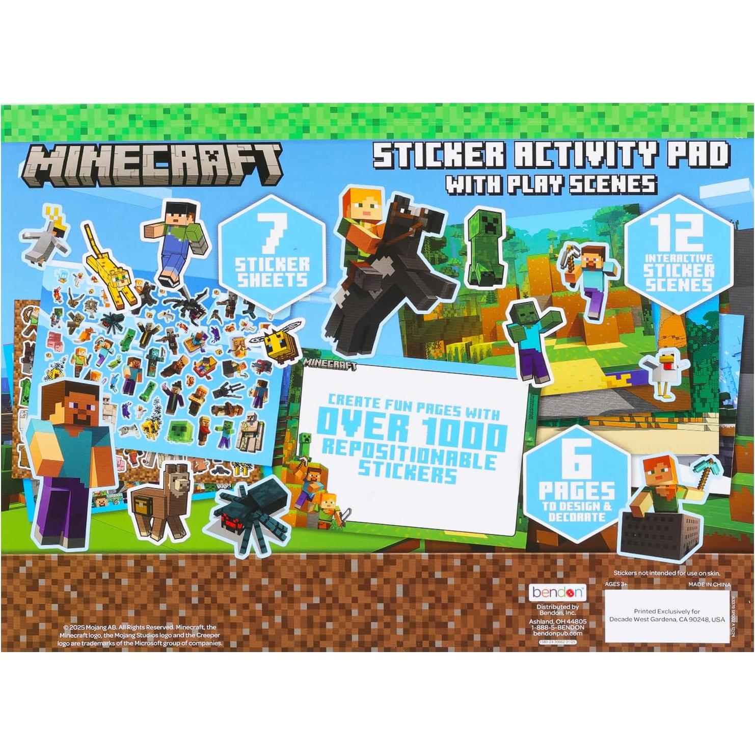 Almohadilla de Stickers Minecraft - Más de 1000 Stickers Reutilizables