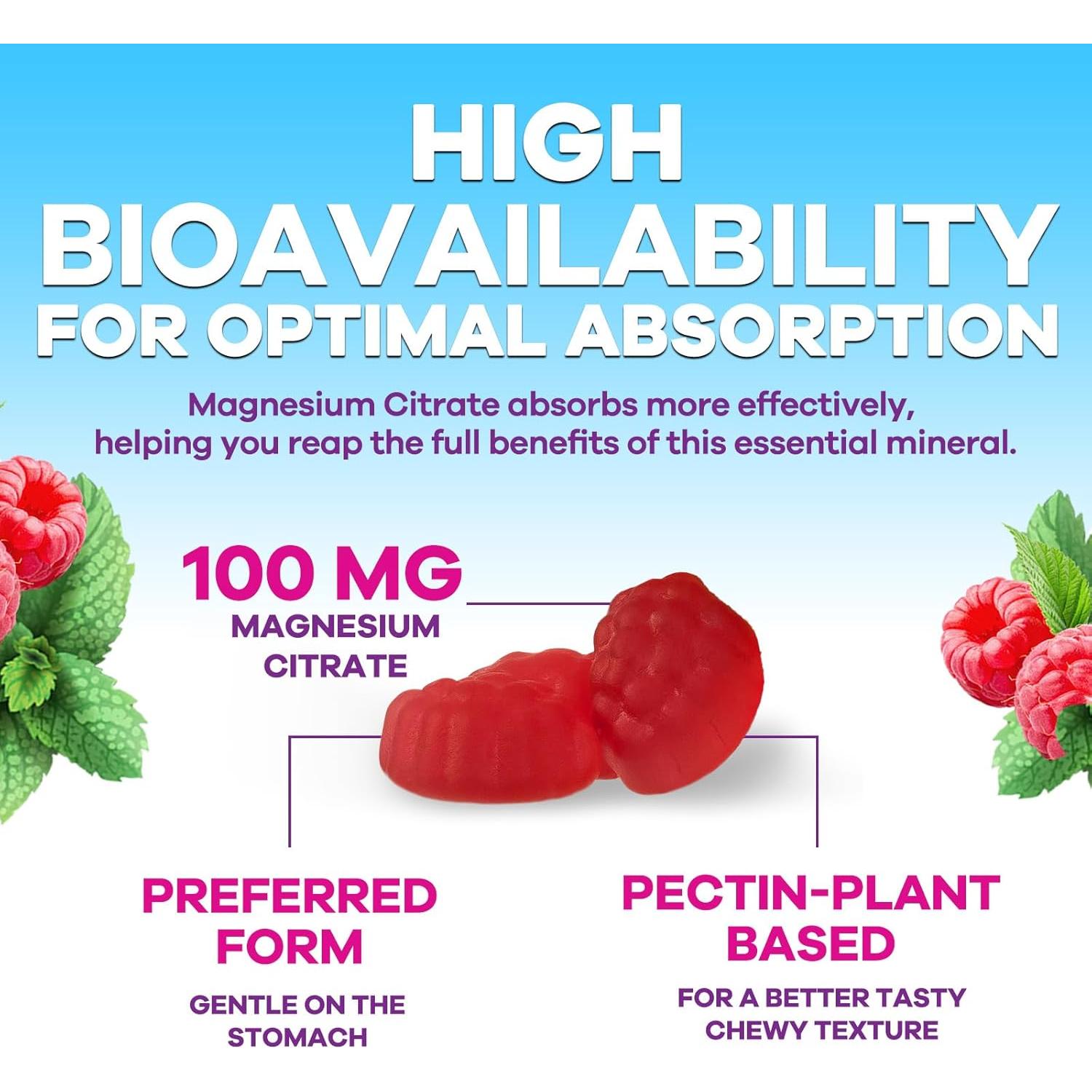 Gominolas de Magnesio Nature's Nutrition 60 Unidades Sabor Frambuesa