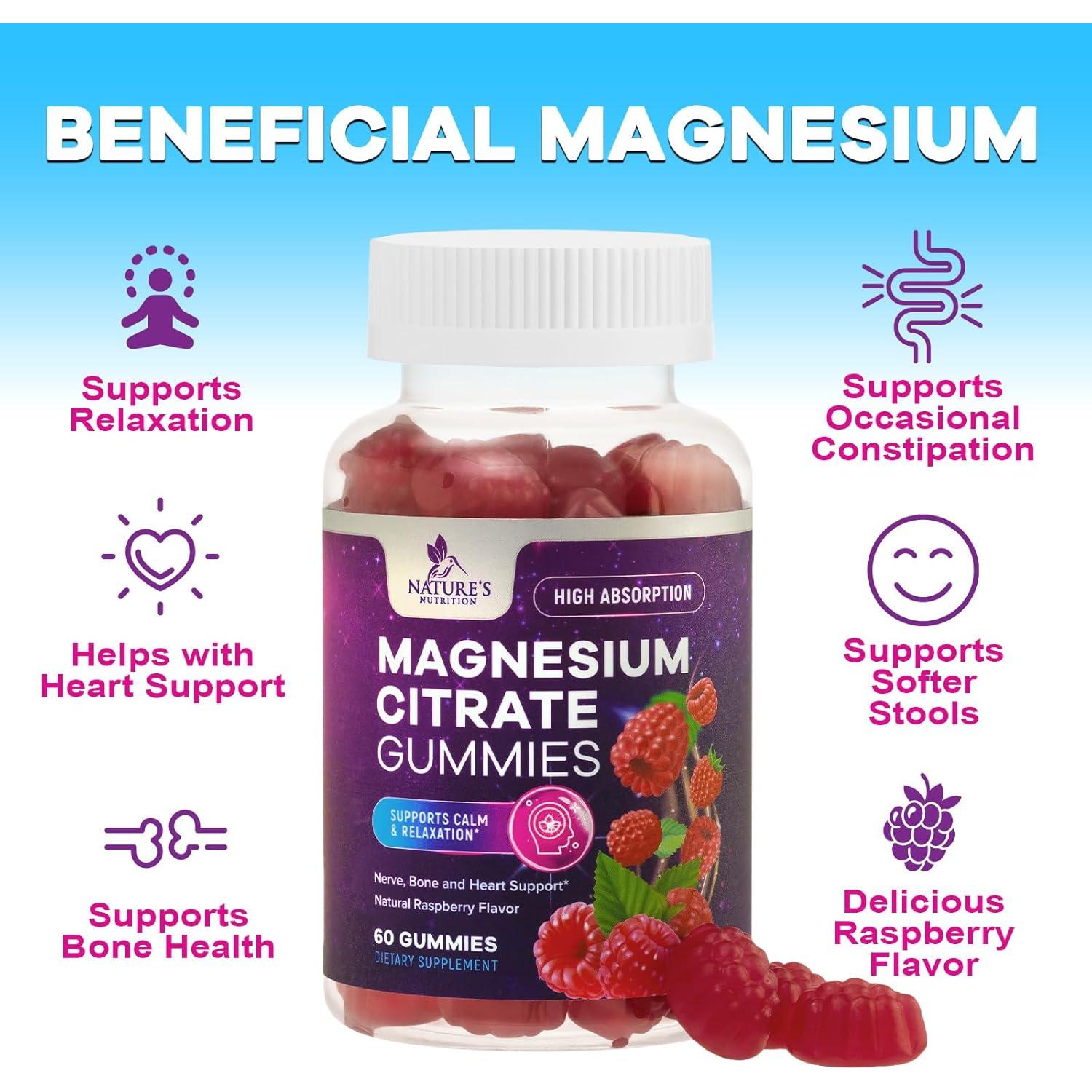 Gominolas de Magnesio Nature's Nutrition 60 Unidades Sabor Frambuesa