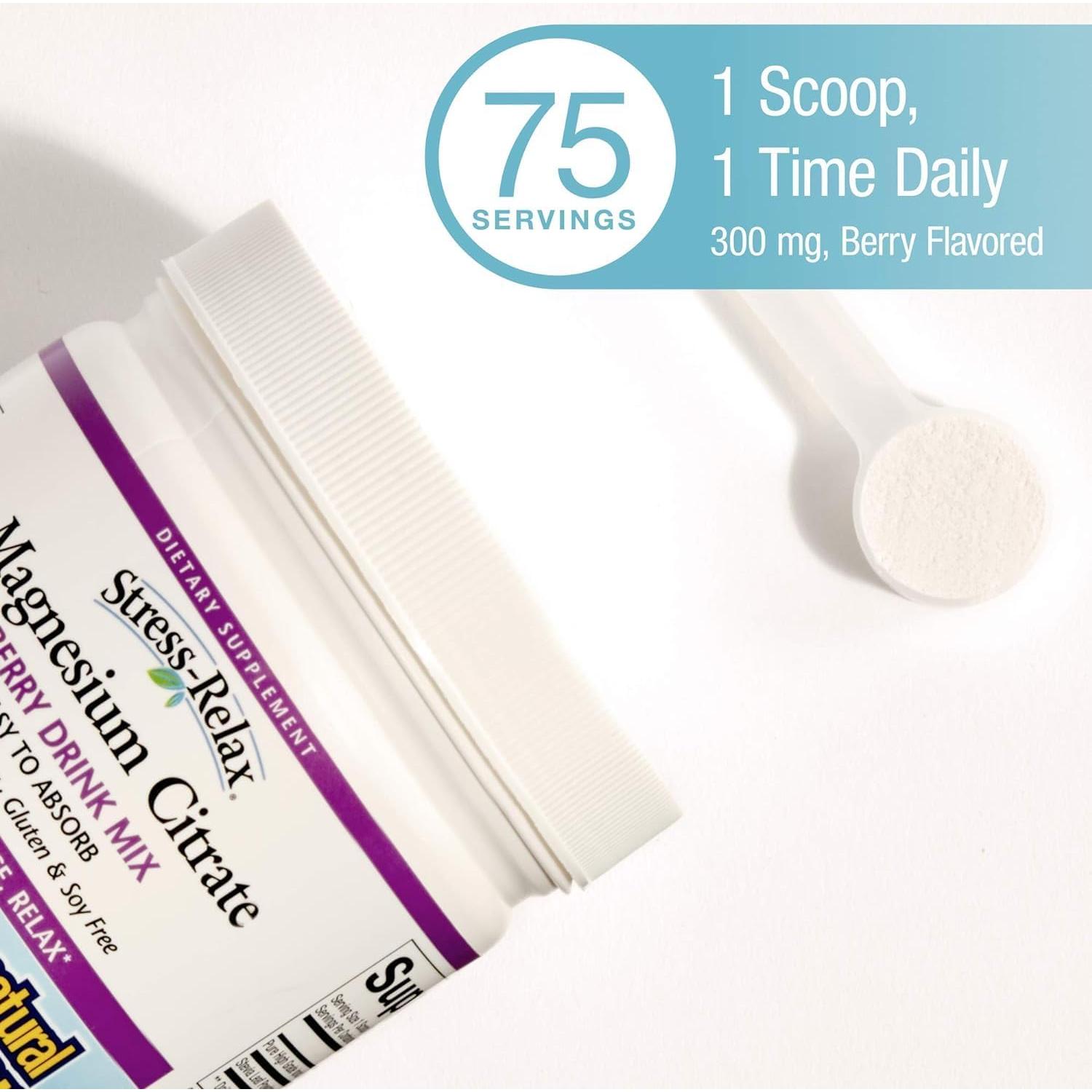 Mezcla de Bebida Citrato de Magnesio Natural Factors 250g Sabor Baya