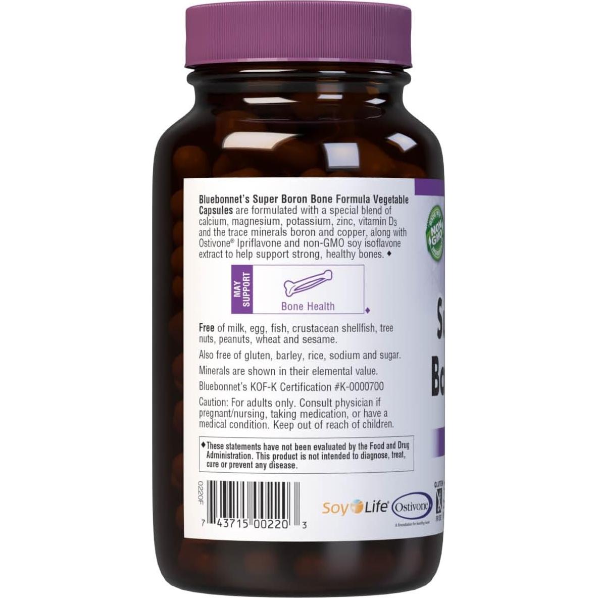 Fórmula de Huesos Super Boron BlueBonnet 120 Cápsulas Vegetales