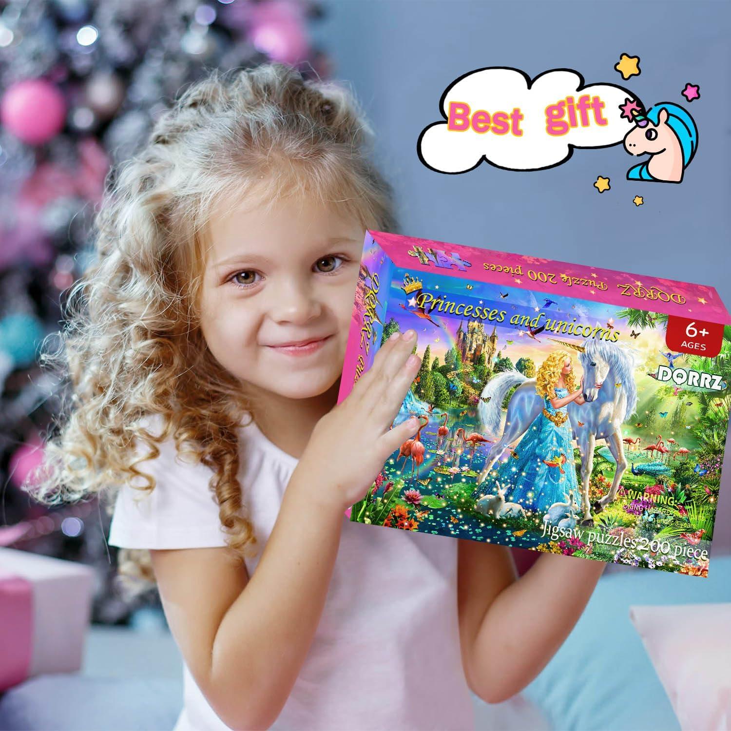 Rompecabezas de Princesa y Unicornio DQRRZ 200 Piezas 49x35cm