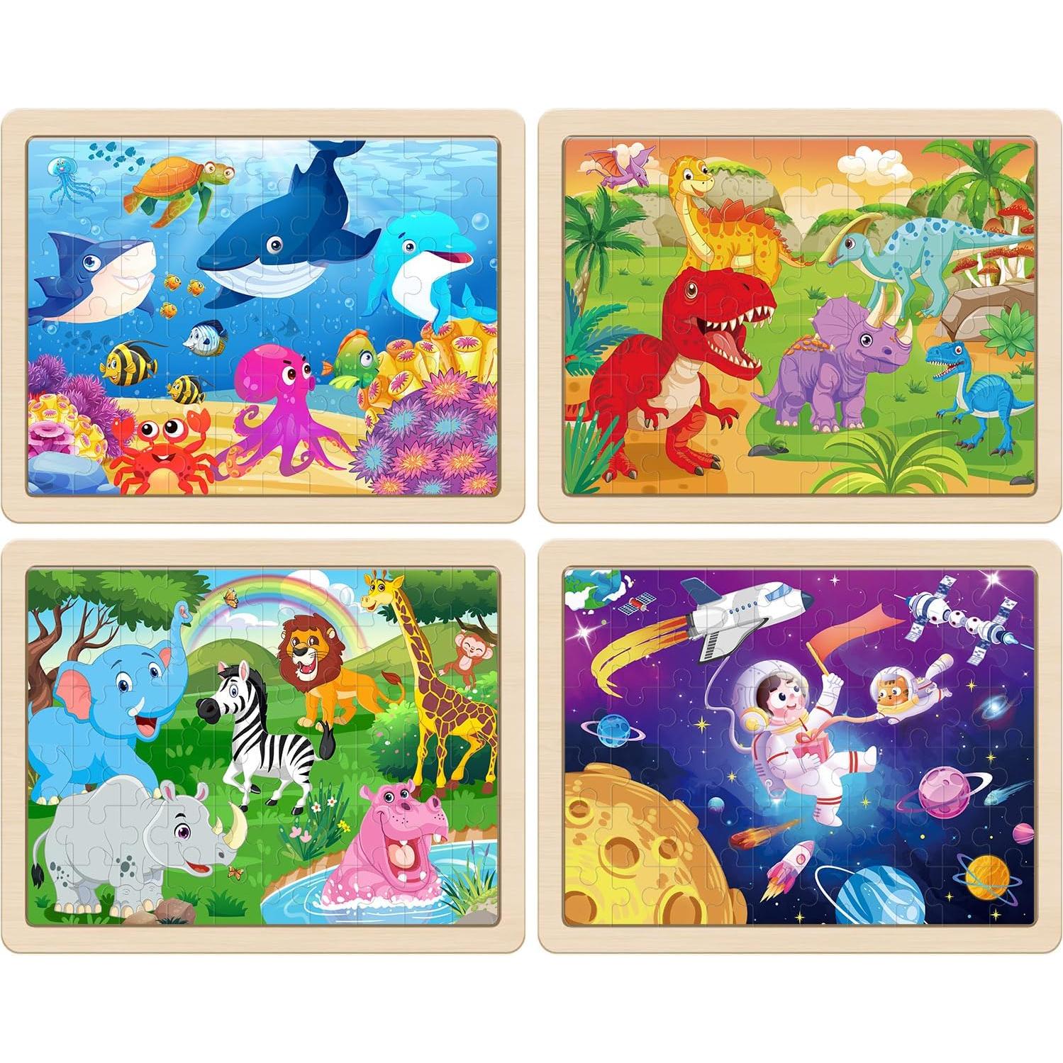 Rompecabezas de Madera RANSUNN 4 Temas 60 Piezas Niños 4-8 Años