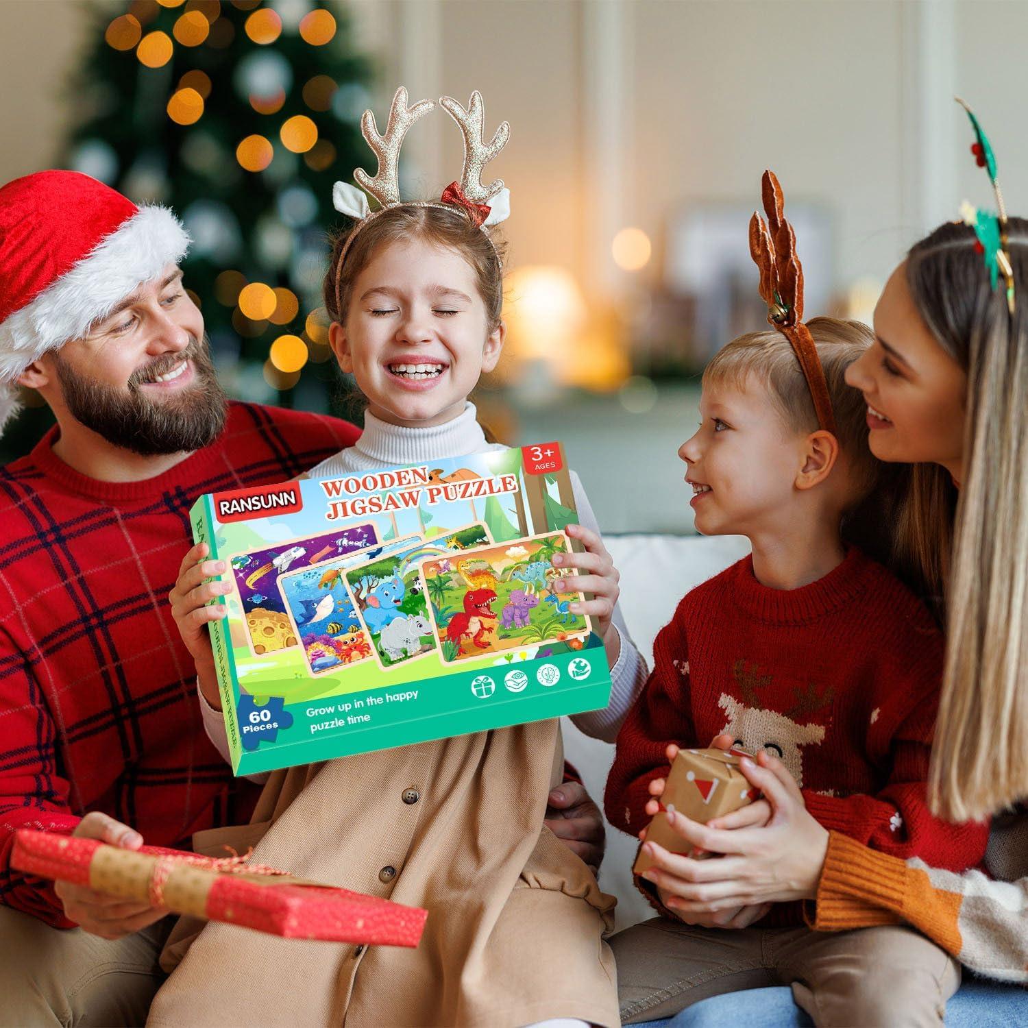 Rompecabezas de Madera RANSUNN 4 Temas 60 Piezas Niños 4-8 Años