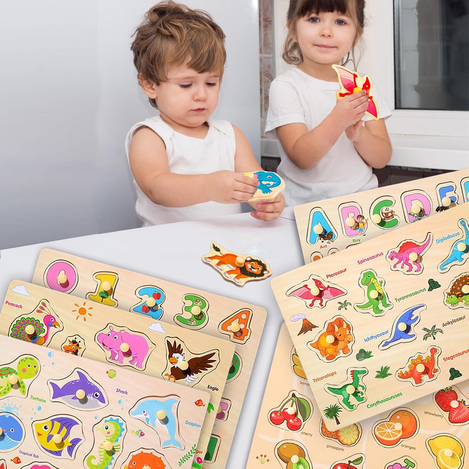 6 Rompecabezas de Madera Educativos para Niños 2-5 Años