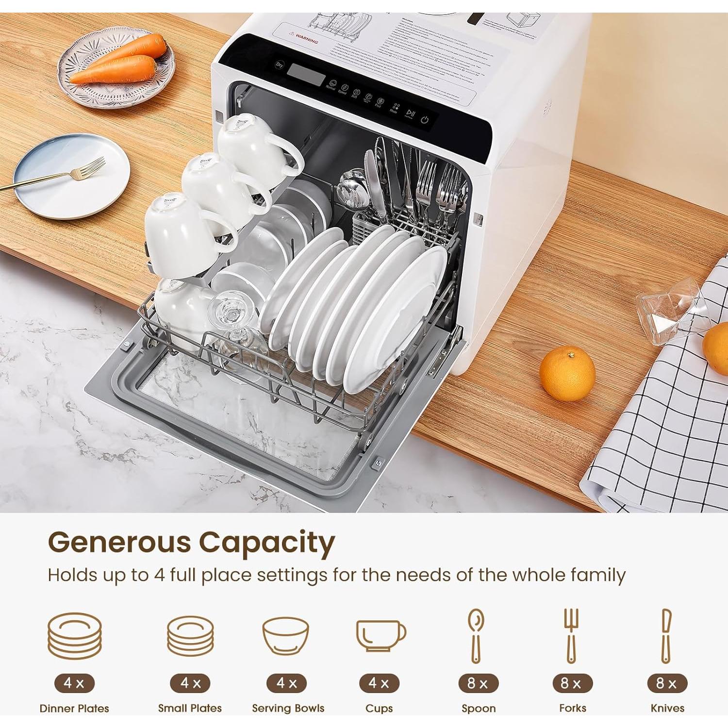 HAVA Lavavajillas de Encimera TDQR 6 Programas 5L Portátil