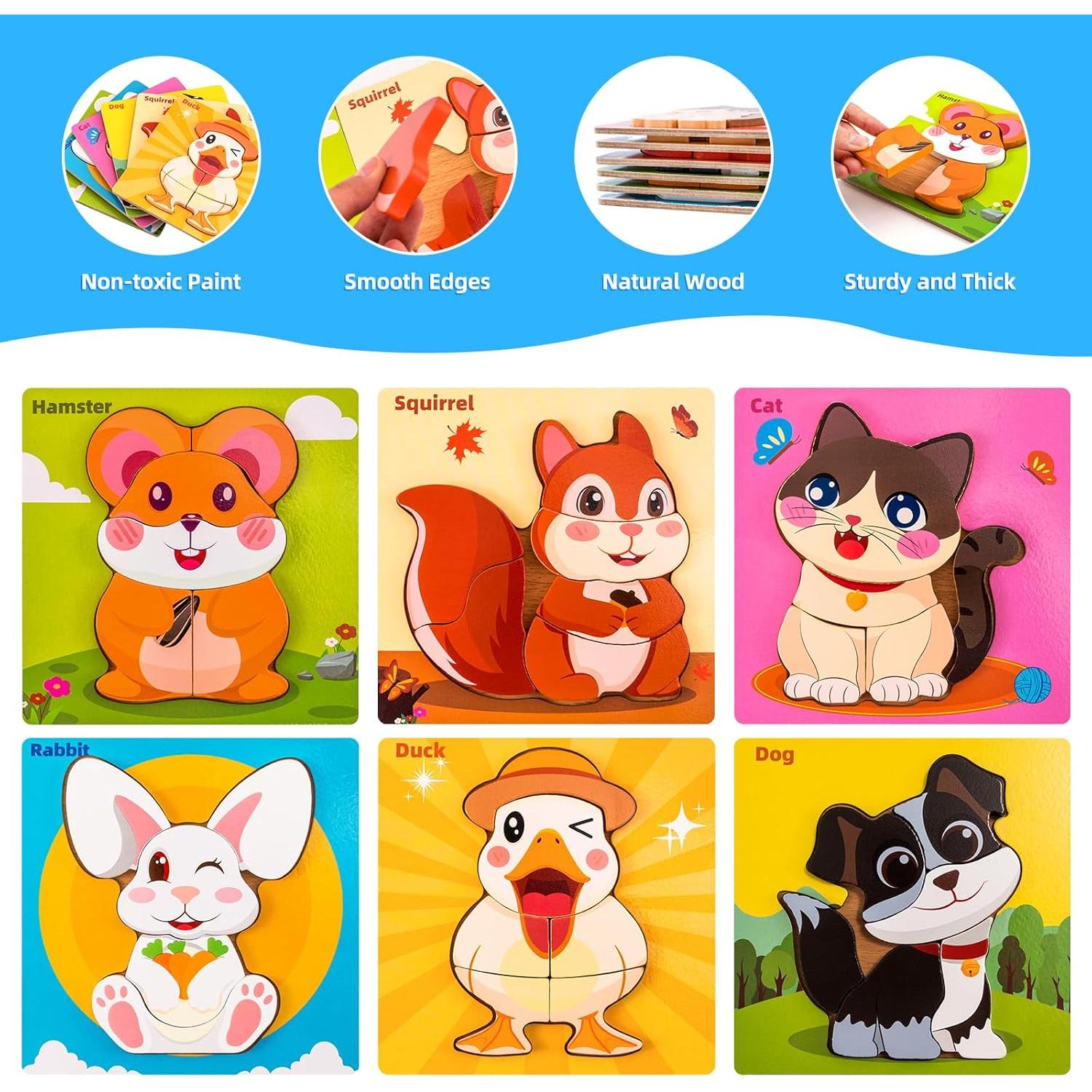 Rompecabezas de Madera Montessori YUNHE 6 Animales 0.64 kg