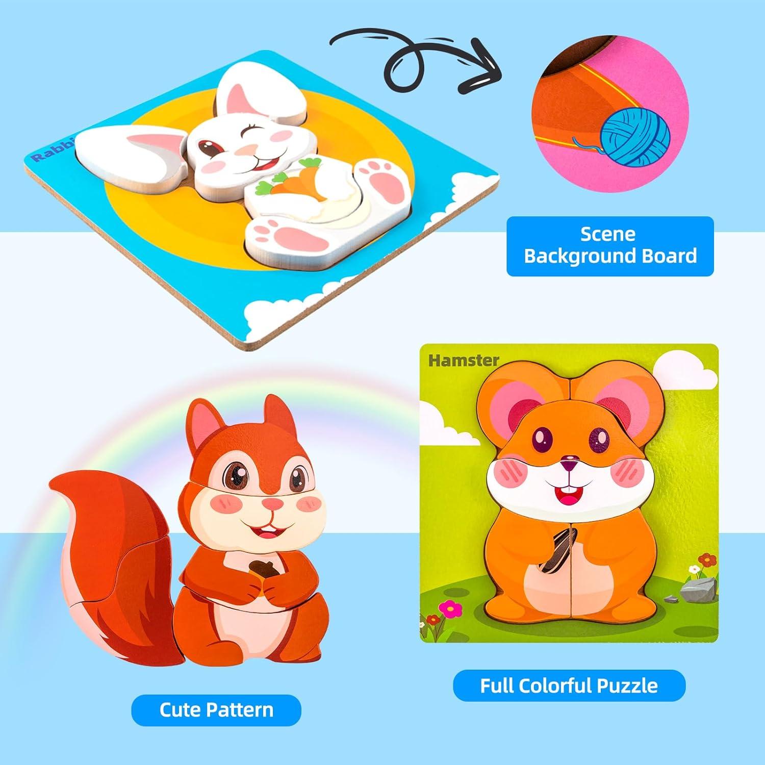 Rompecabezas de Madera Montessori YUNHE 6 Animales 0.64 kg