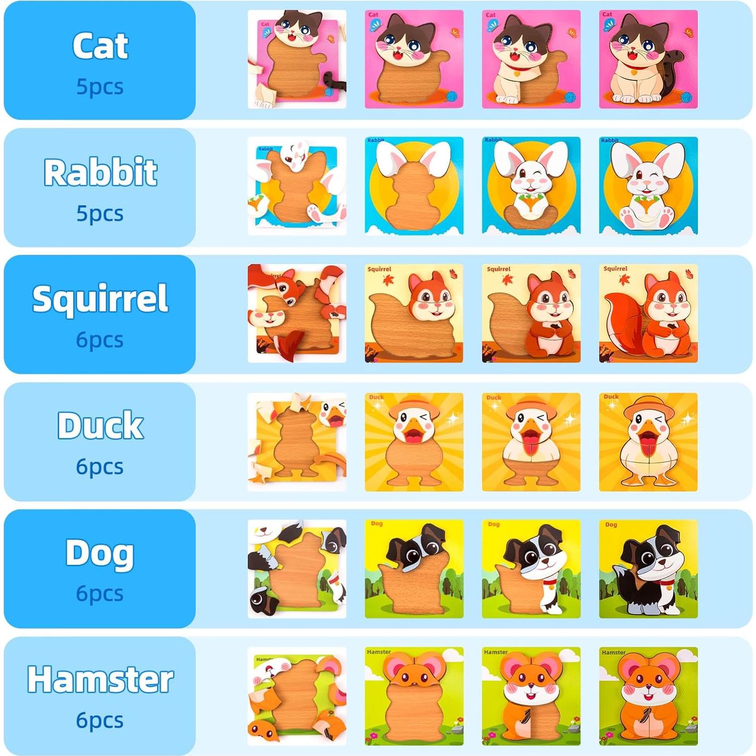 Rompecabezas de Madera Montessori YUNHE 6 Animales 0.64 kg