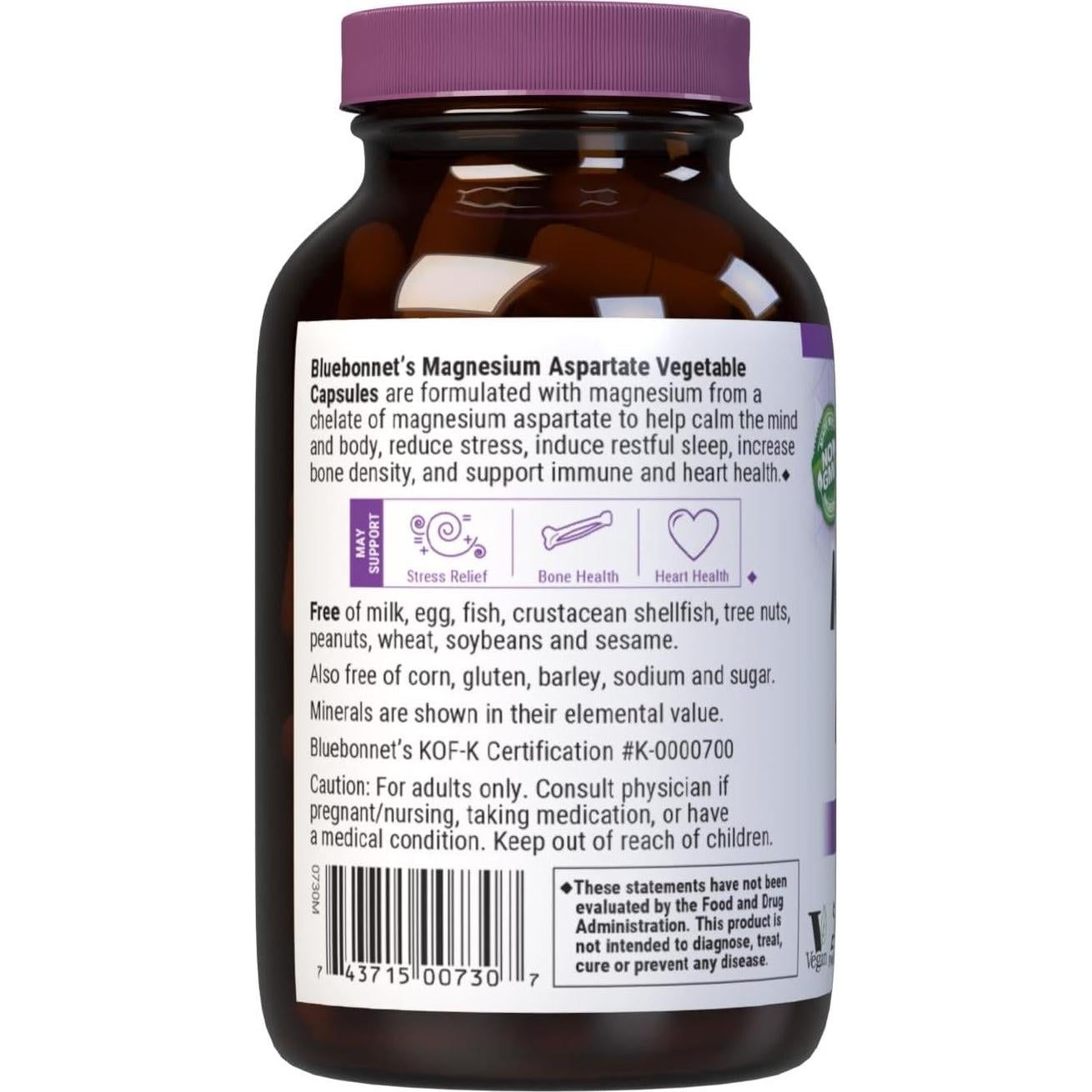 Suplemento de Magnesio 400 mg Bluebonnet - 100 Cápsulas Veganas