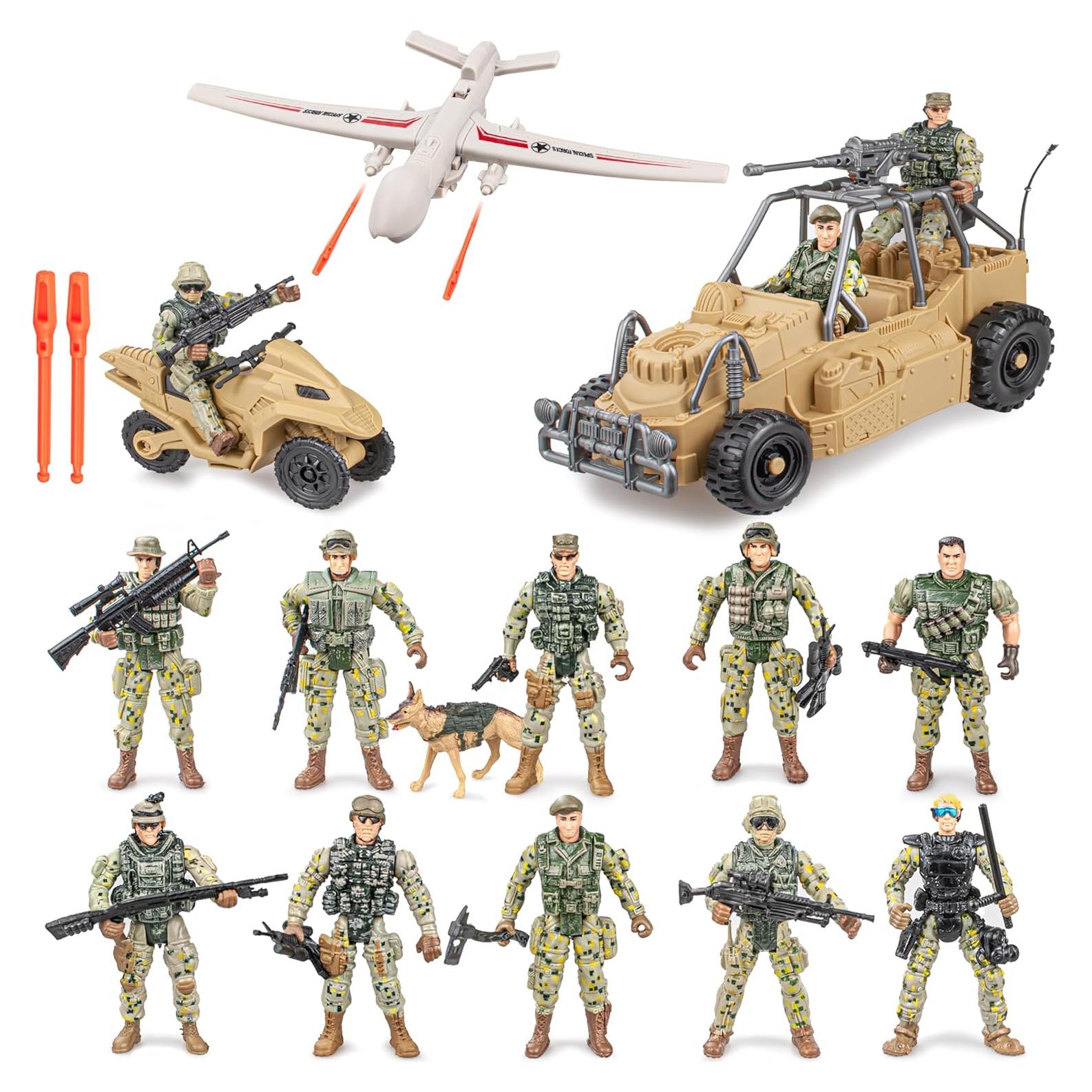 Set de Figuras de Acción Militar 10PCS - Ejército EE. UU. con Vehículos y Armas