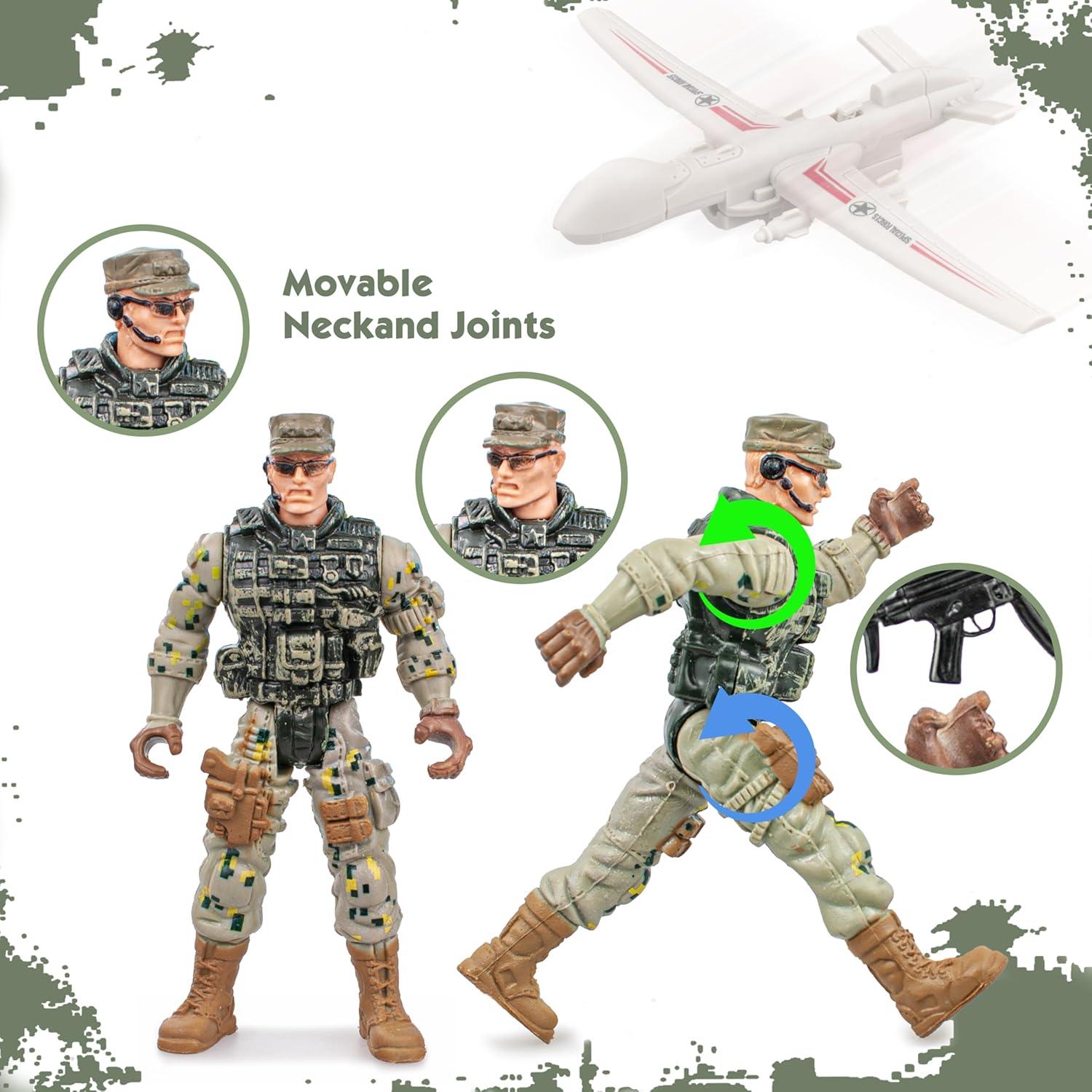 Set de Figuras de Acción Militar 10PCS - Ejército EE. UU. con Vehículos y Armas